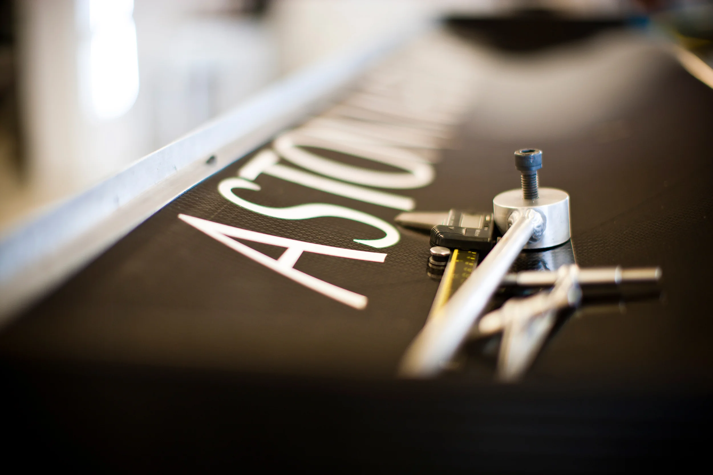 Tools on the Aston Martin Vantage rear wing