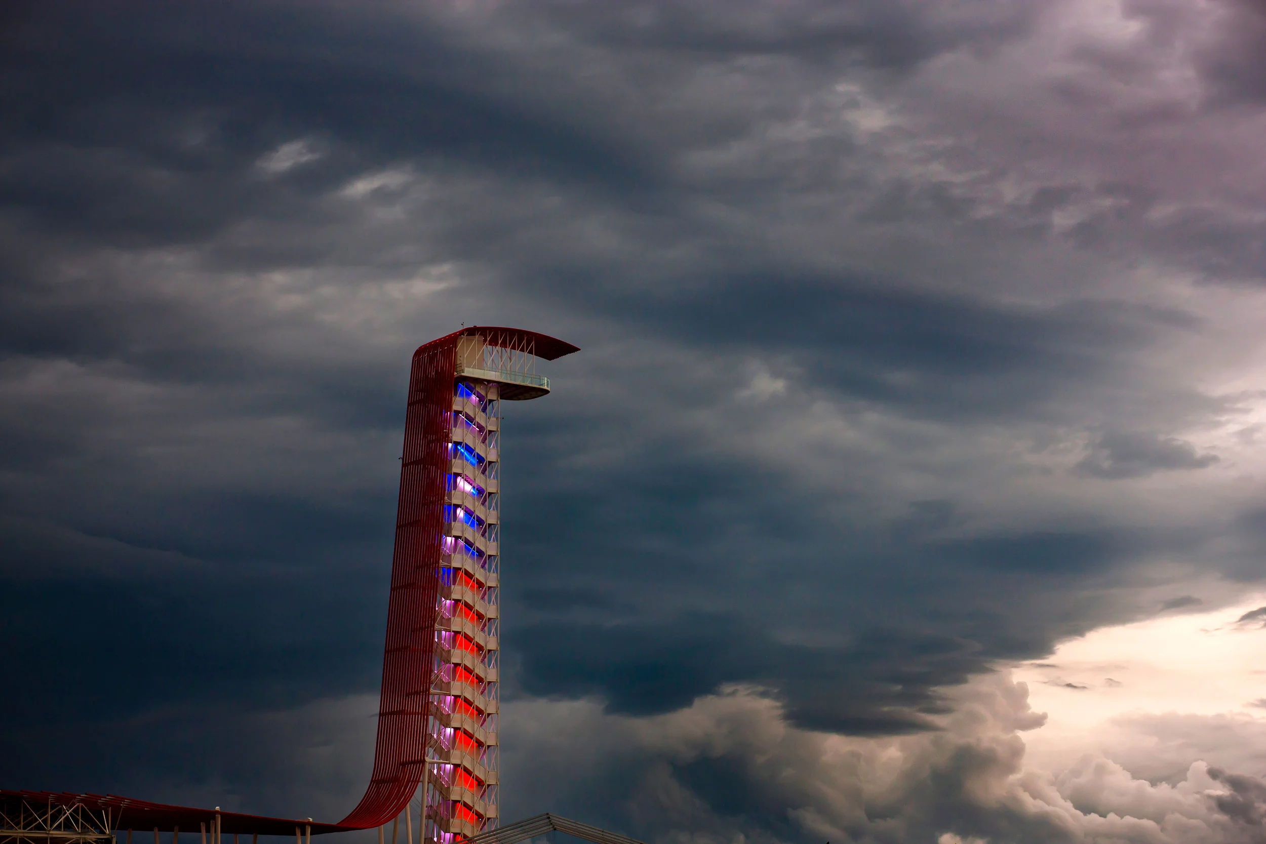 Storm clouds over the Austin tower