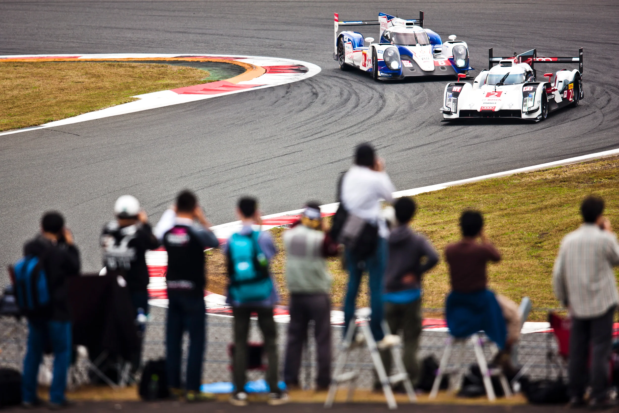 Andre Lotterer, Audi R18 E-Tron Quattro and Stephane Sarrazin, Toyota TS040