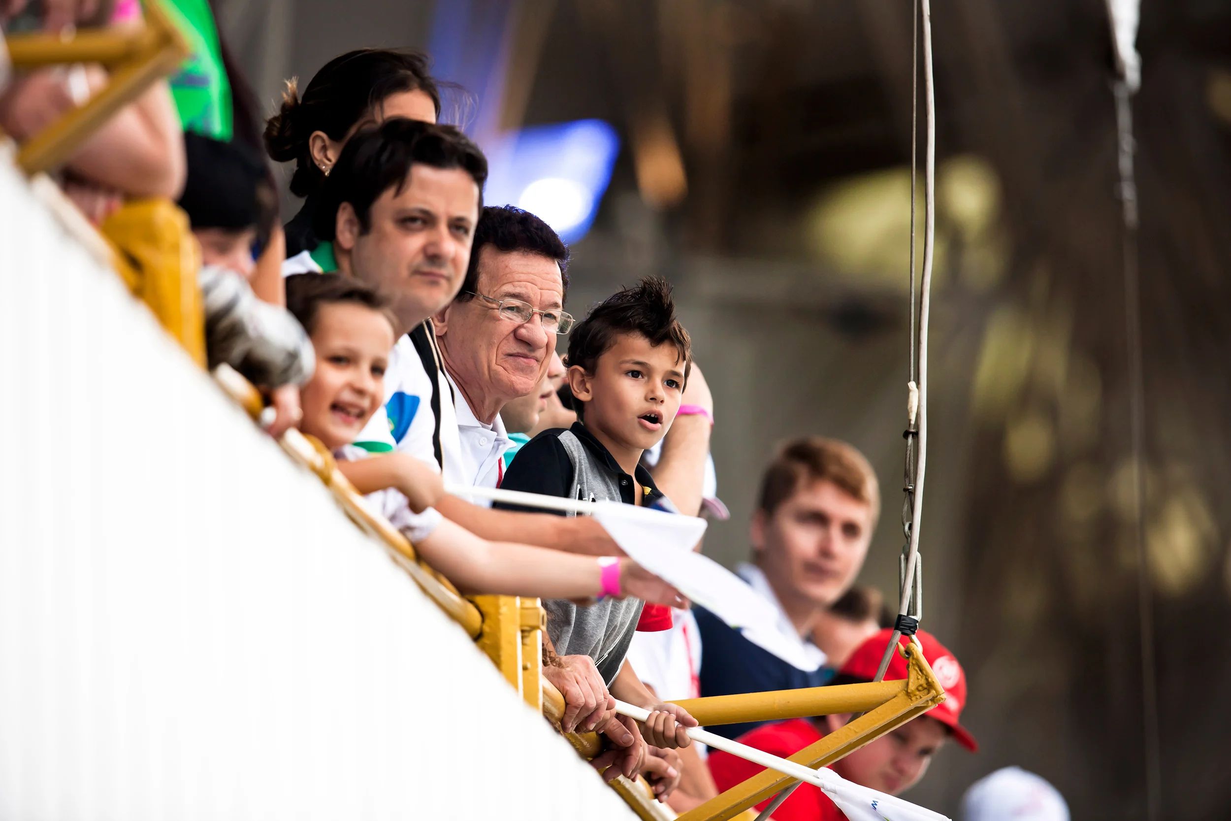 A young fan watches the action