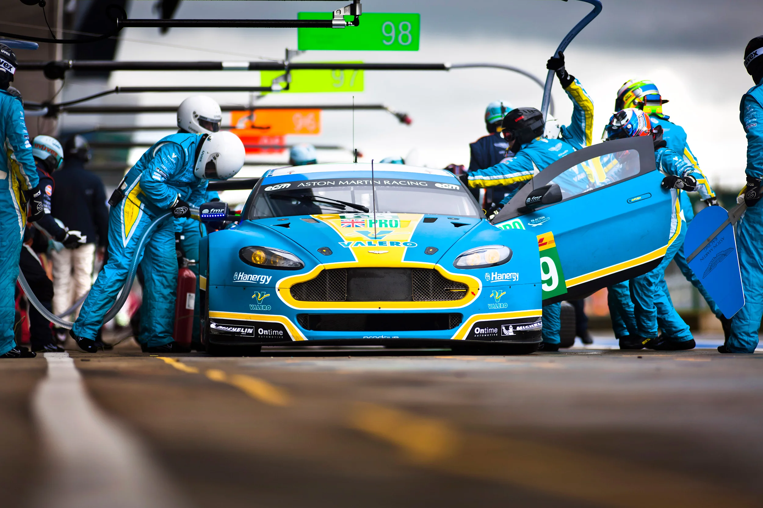 #99 Aston Martin Vantage pit stop