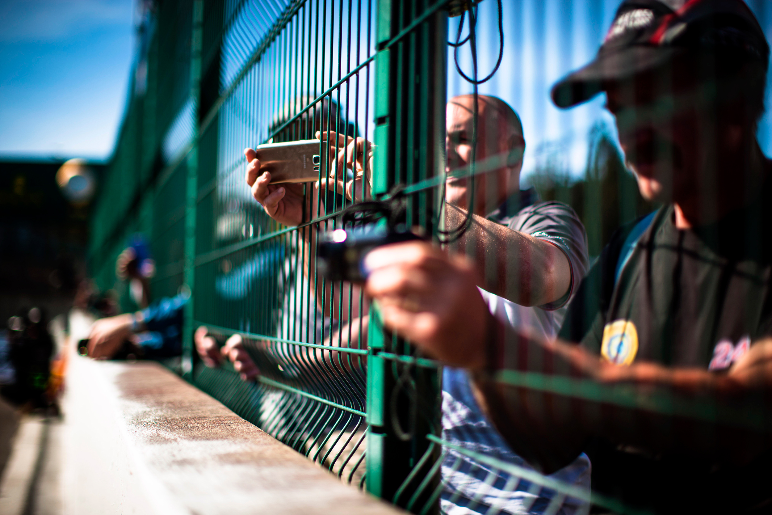 Fans at the pit exit