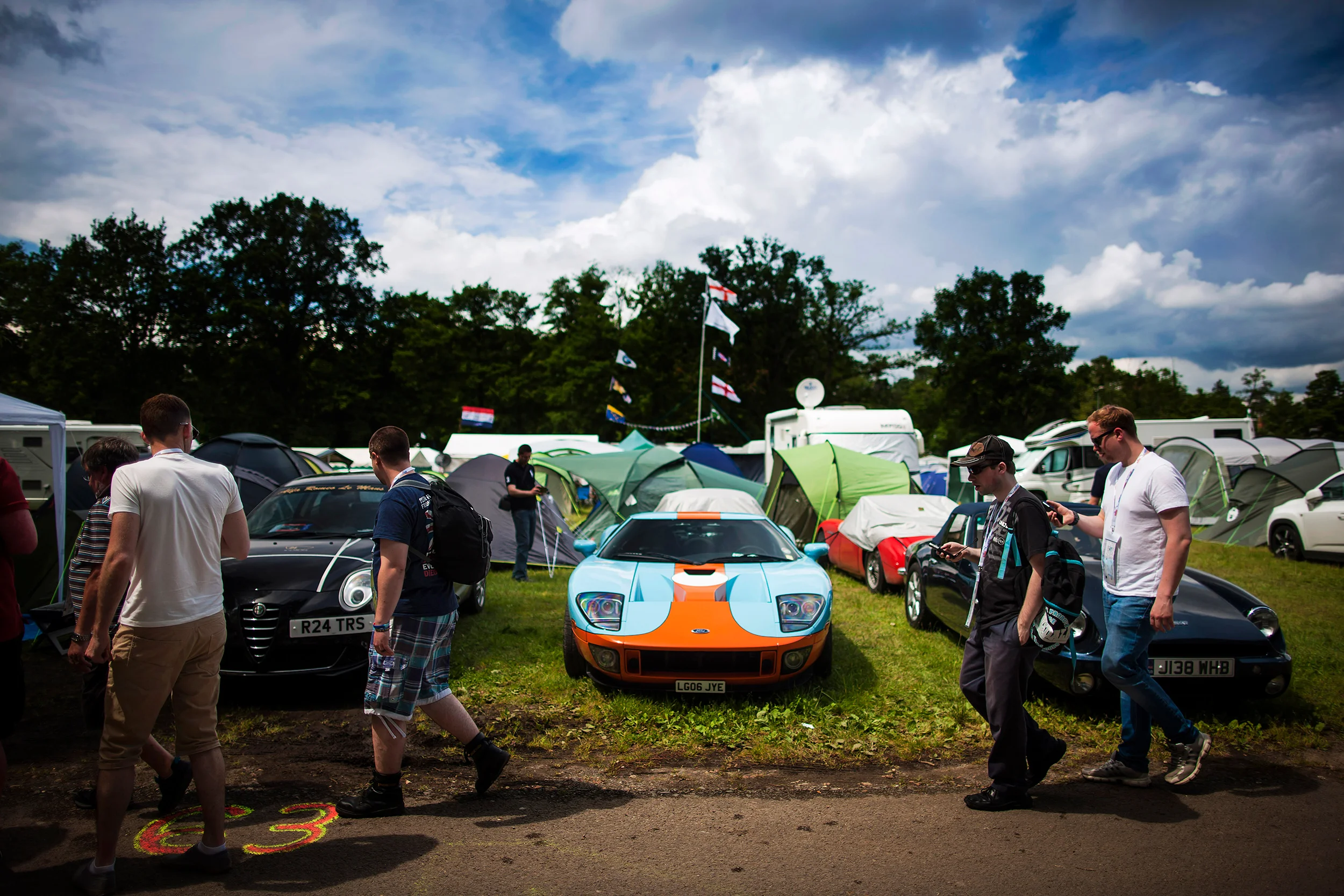 A Ford GT in the campsite 
