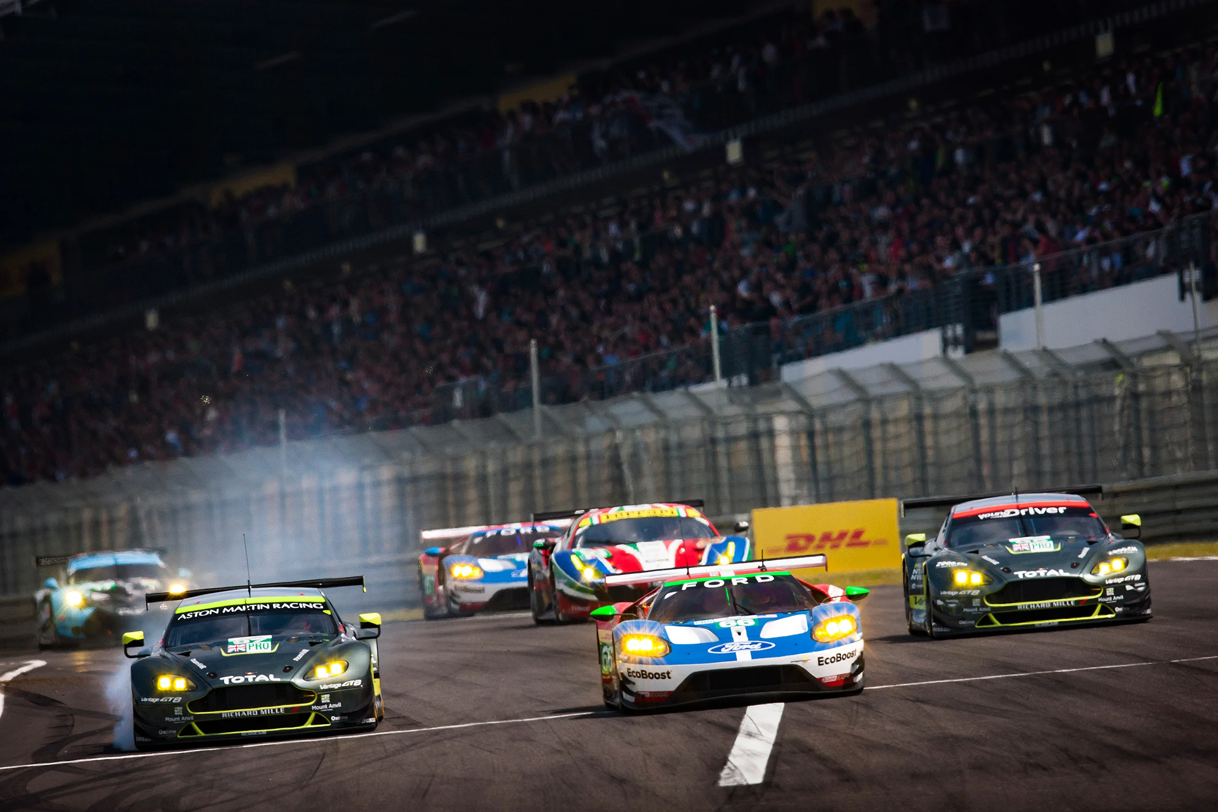 The GTE Pro class at the start of the race
