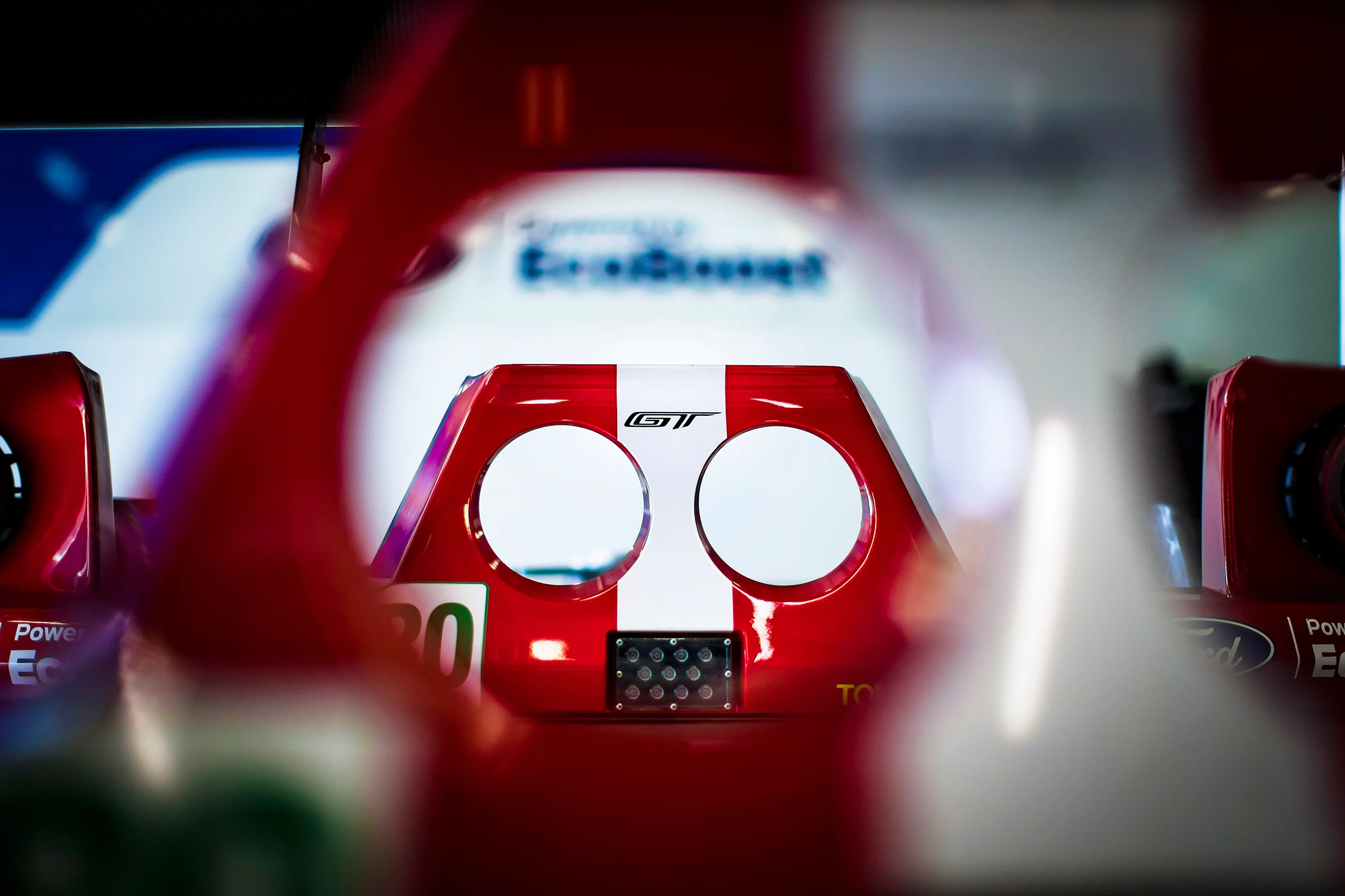 Spare Ford GT bodywork in the garage