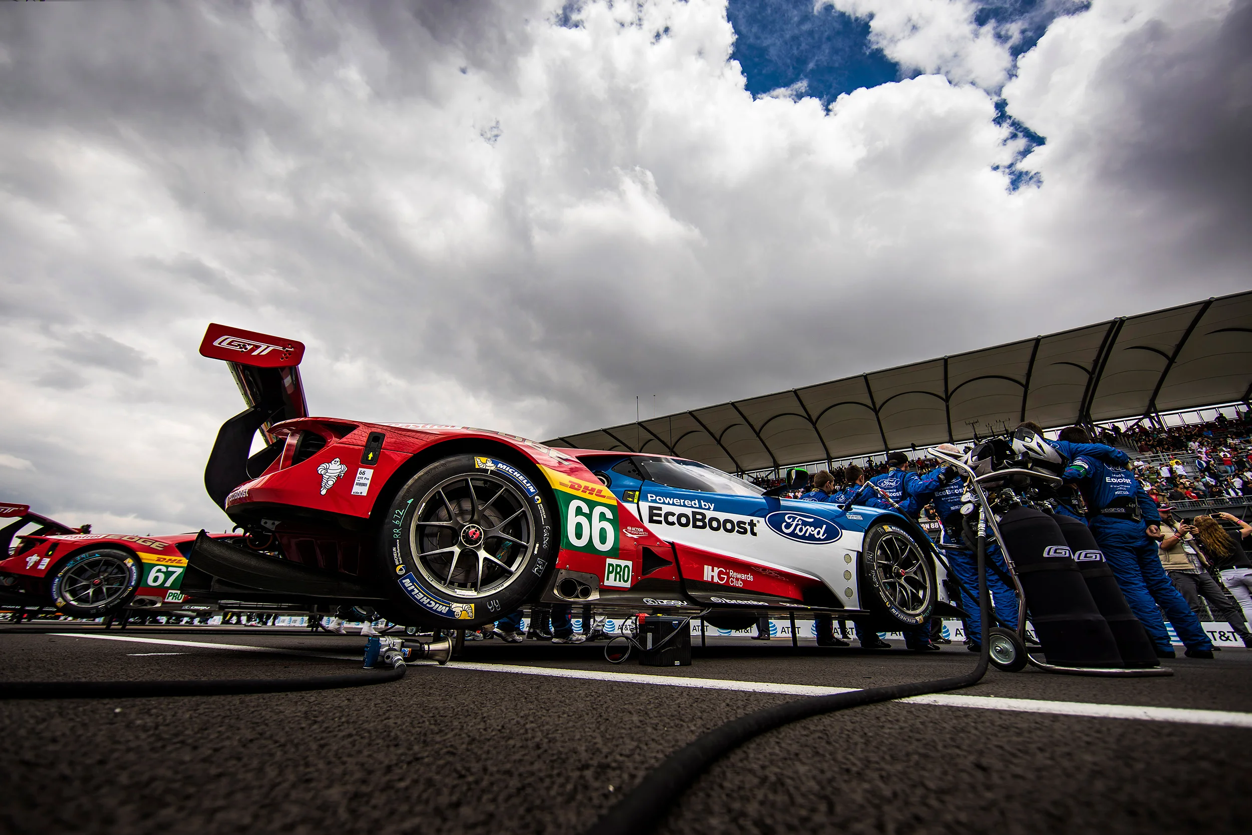 #66 and #67 Ford GT's on the grid