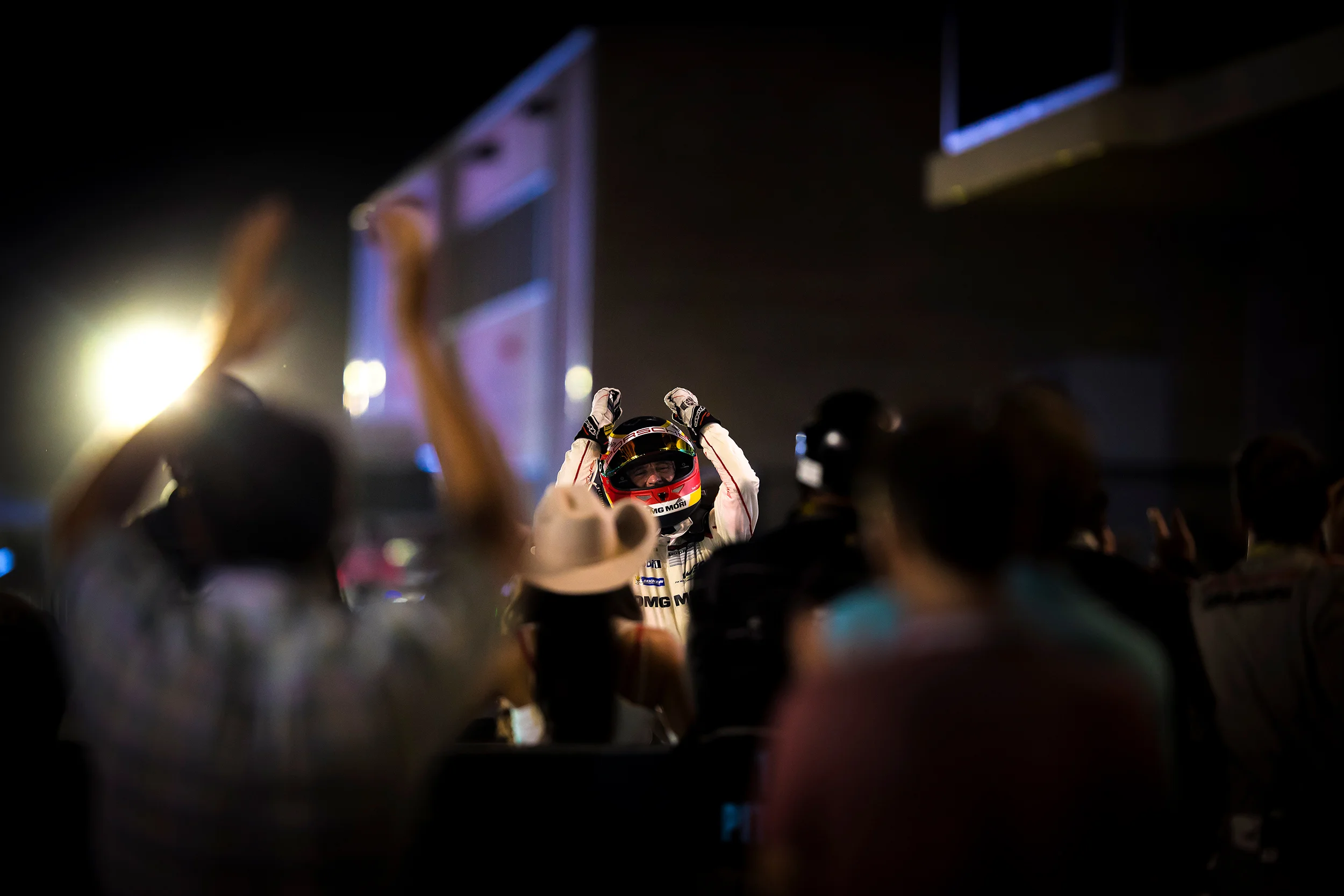 Timo Bernhard celebrates victory