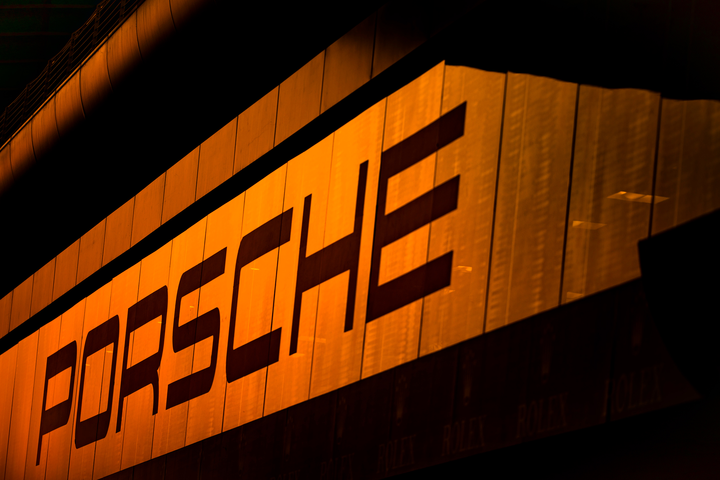 Porsche signage in the pit lane