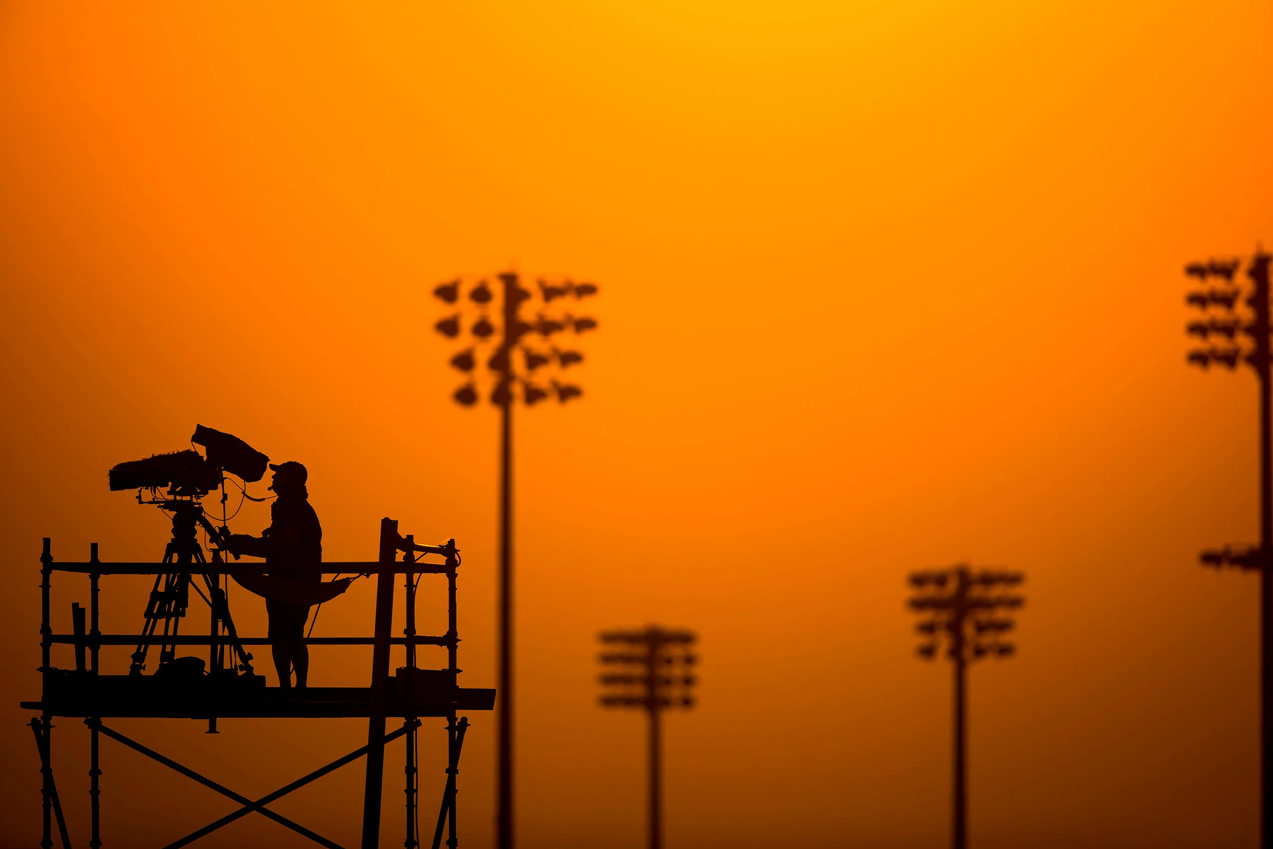 Television camera at sunset