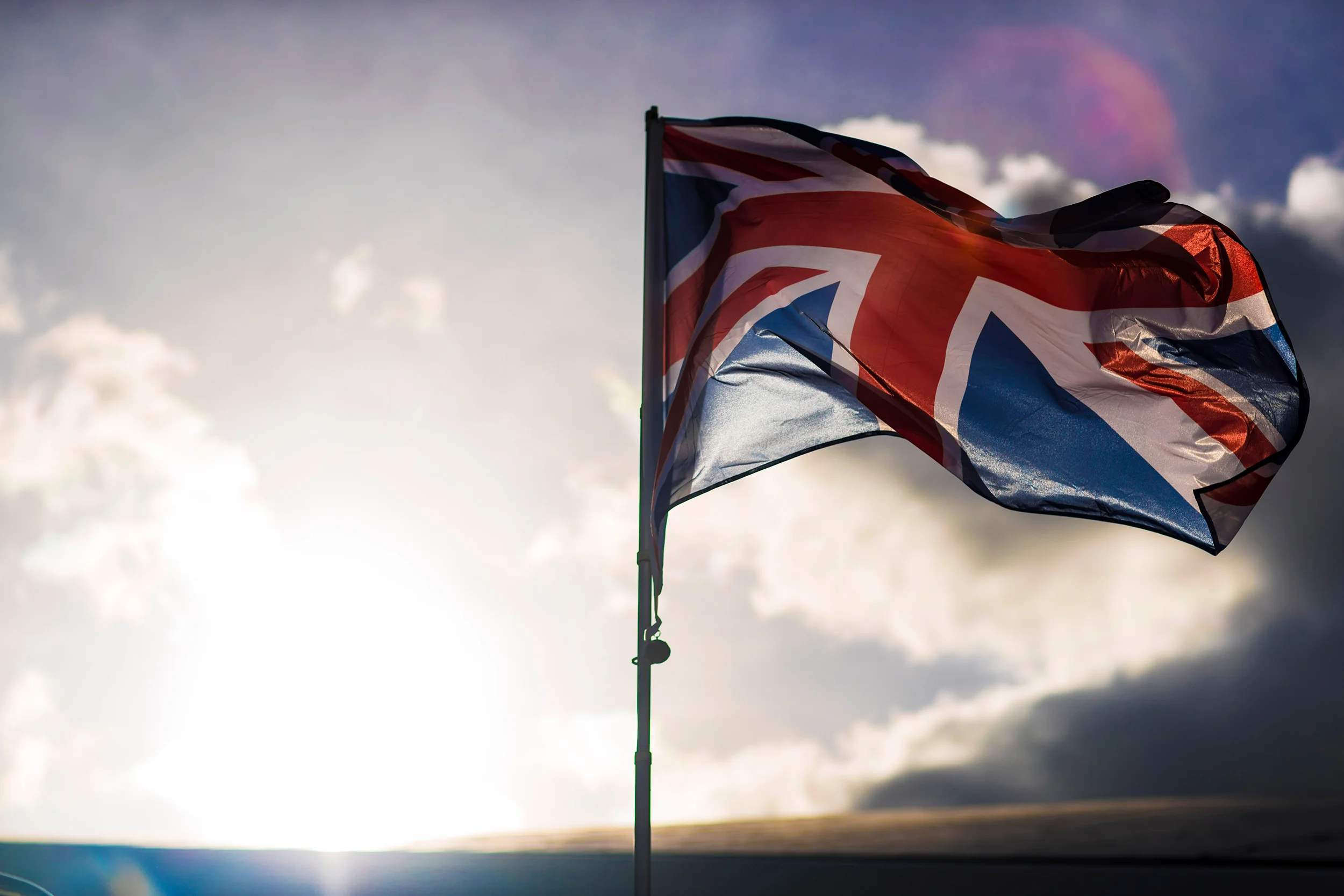 Union Jack in front of the Silverstone wing