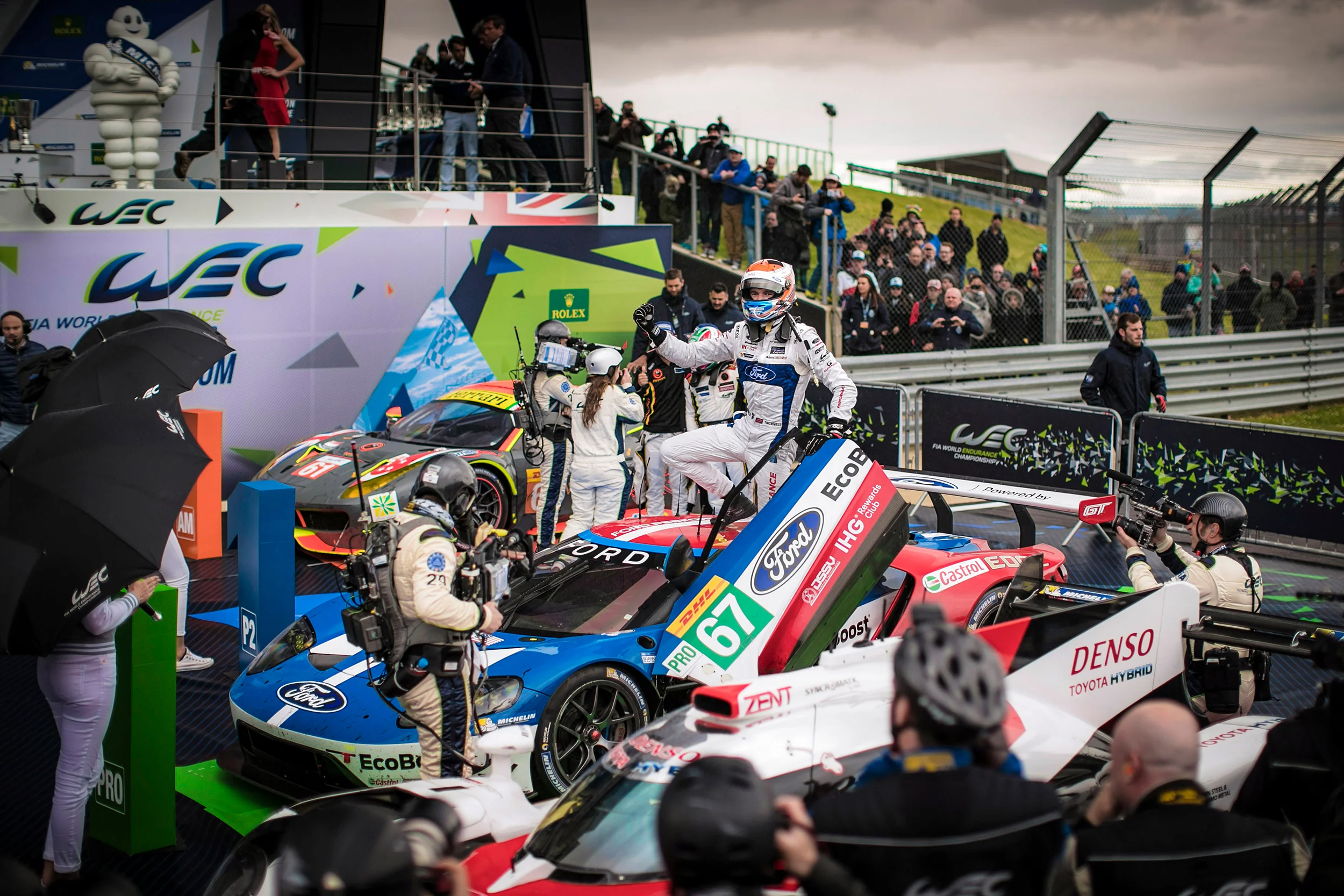 Harry Tincknell celebrates victory in the GTE Pro category