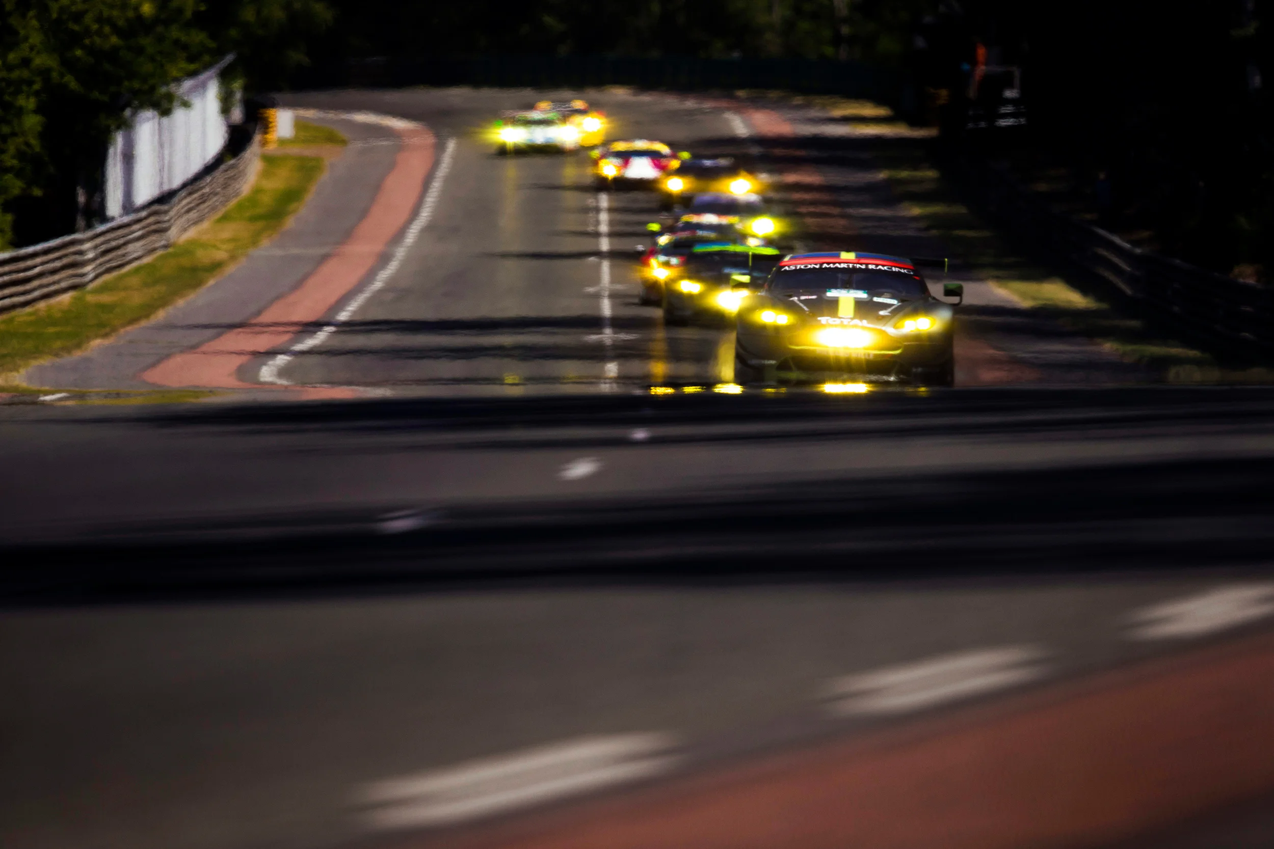 Nicki Thiim, Aston Martin Vantage leads the GTE field at the start of the race
