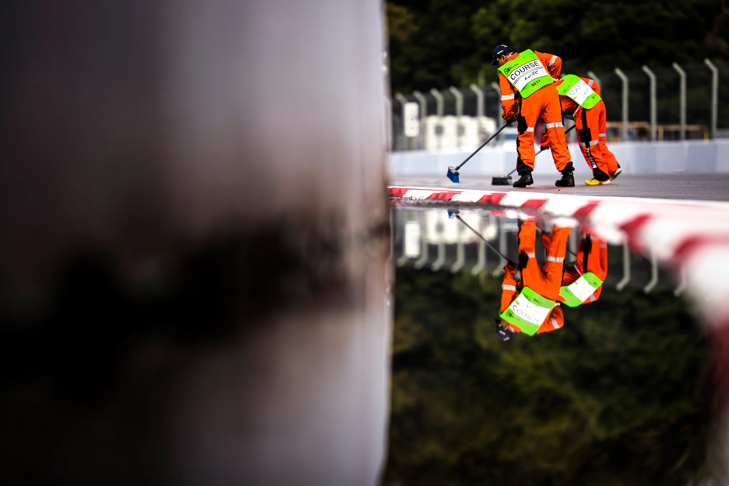 Marshals remove water from the circuit
