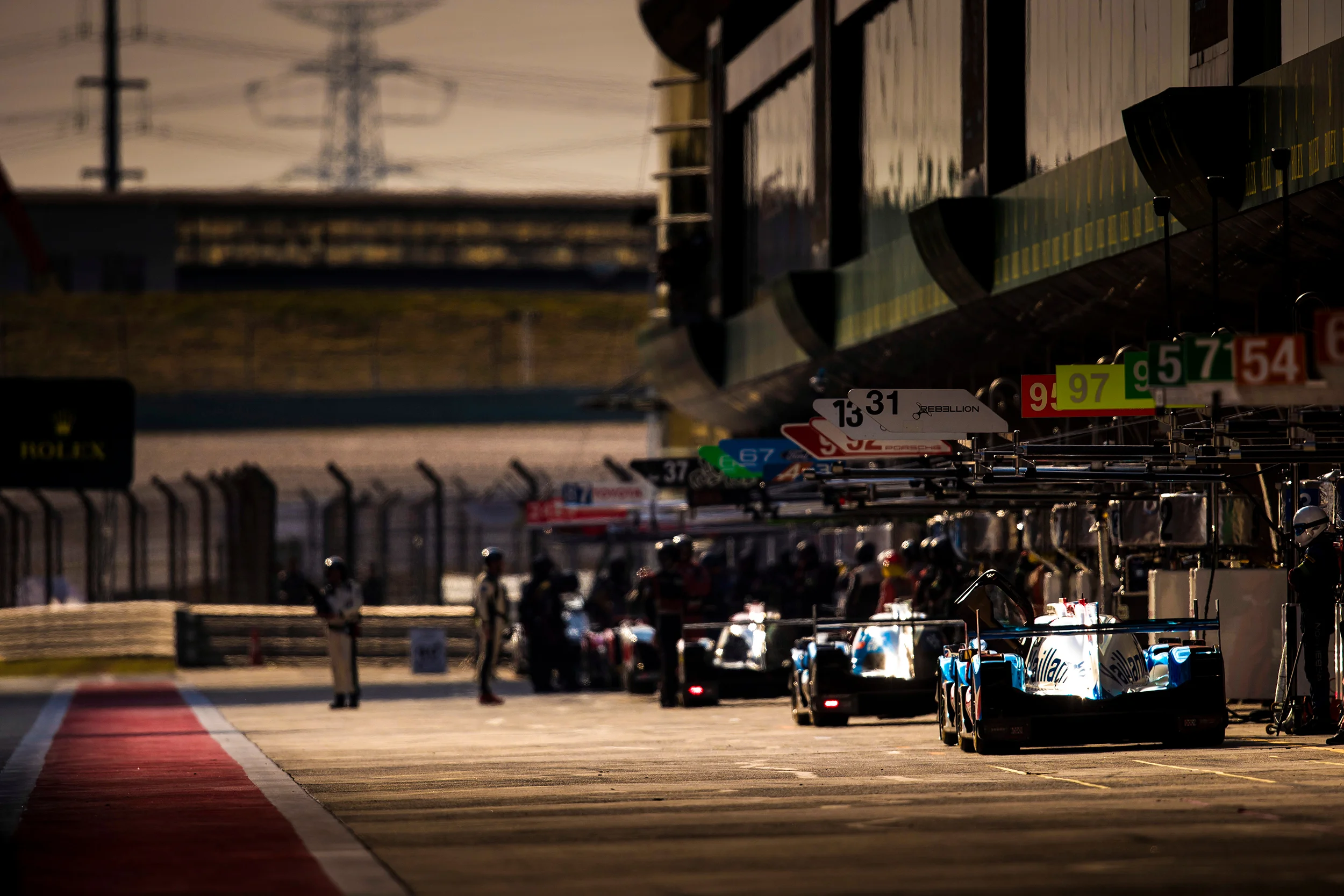 LMP2 cars in the pit lane after qualifying