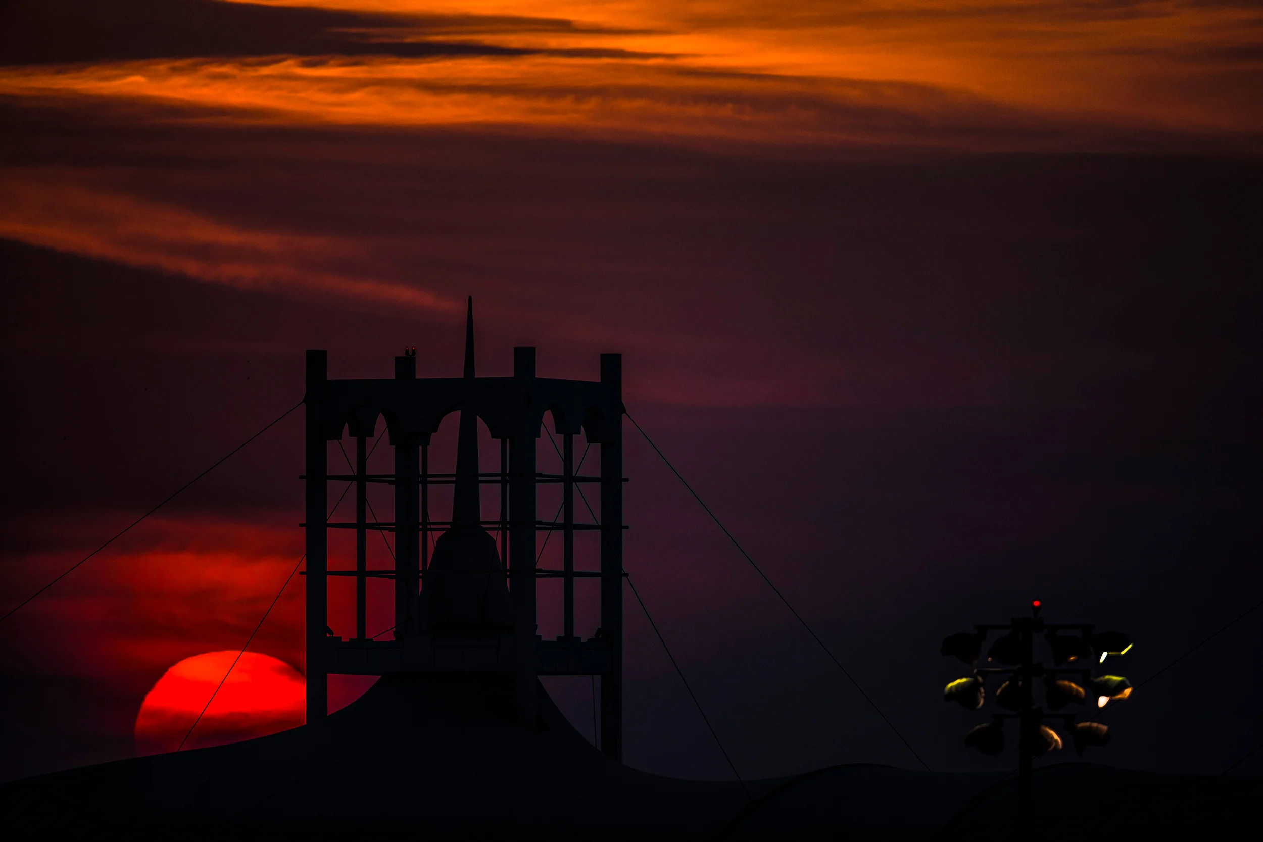 Sunset over the grandstand