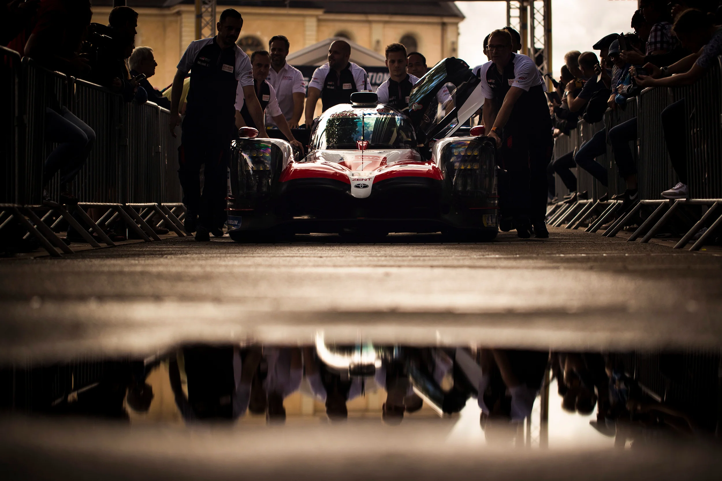 The #7 Toyota TS050 post scrutineering