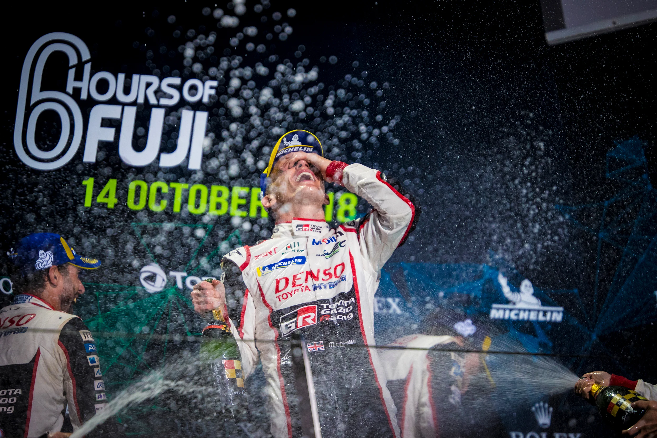 Mike Conway on the podium 