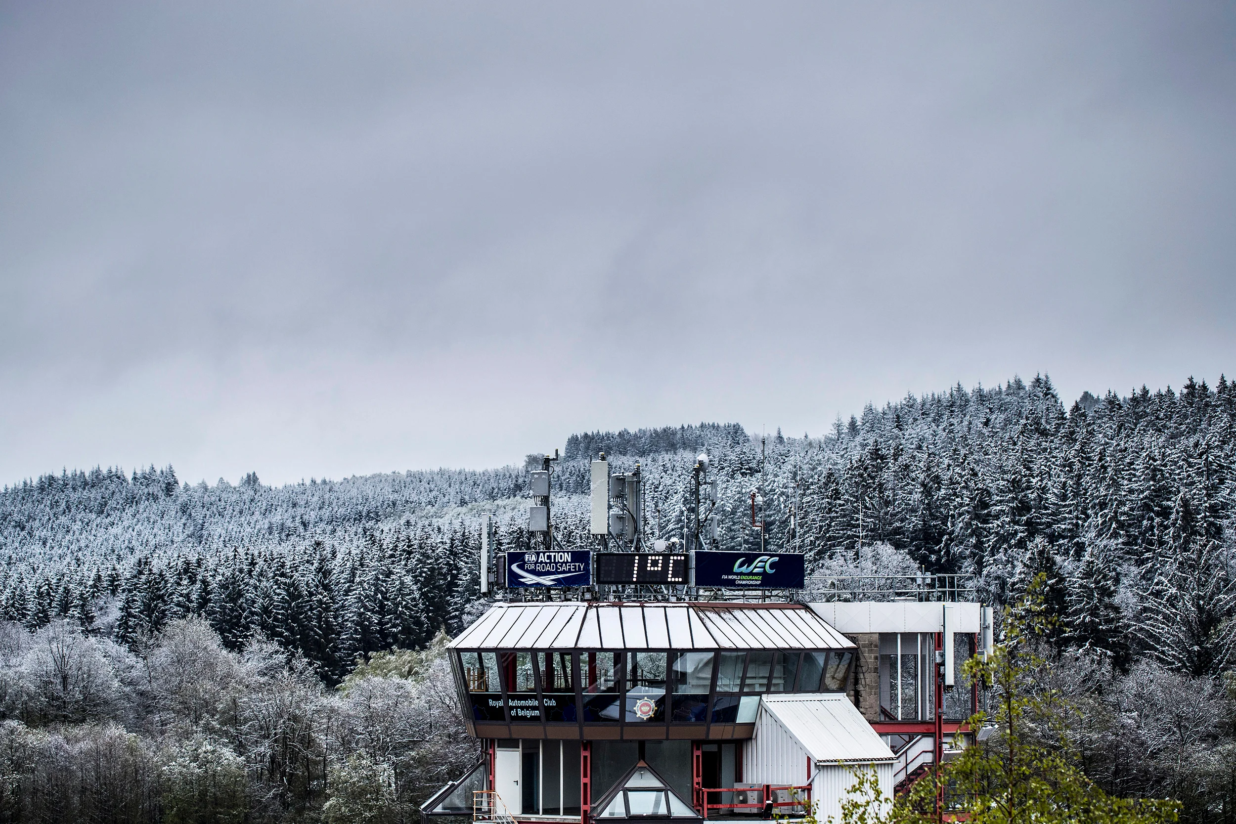 Snow at the circuit Spa Francorchamps