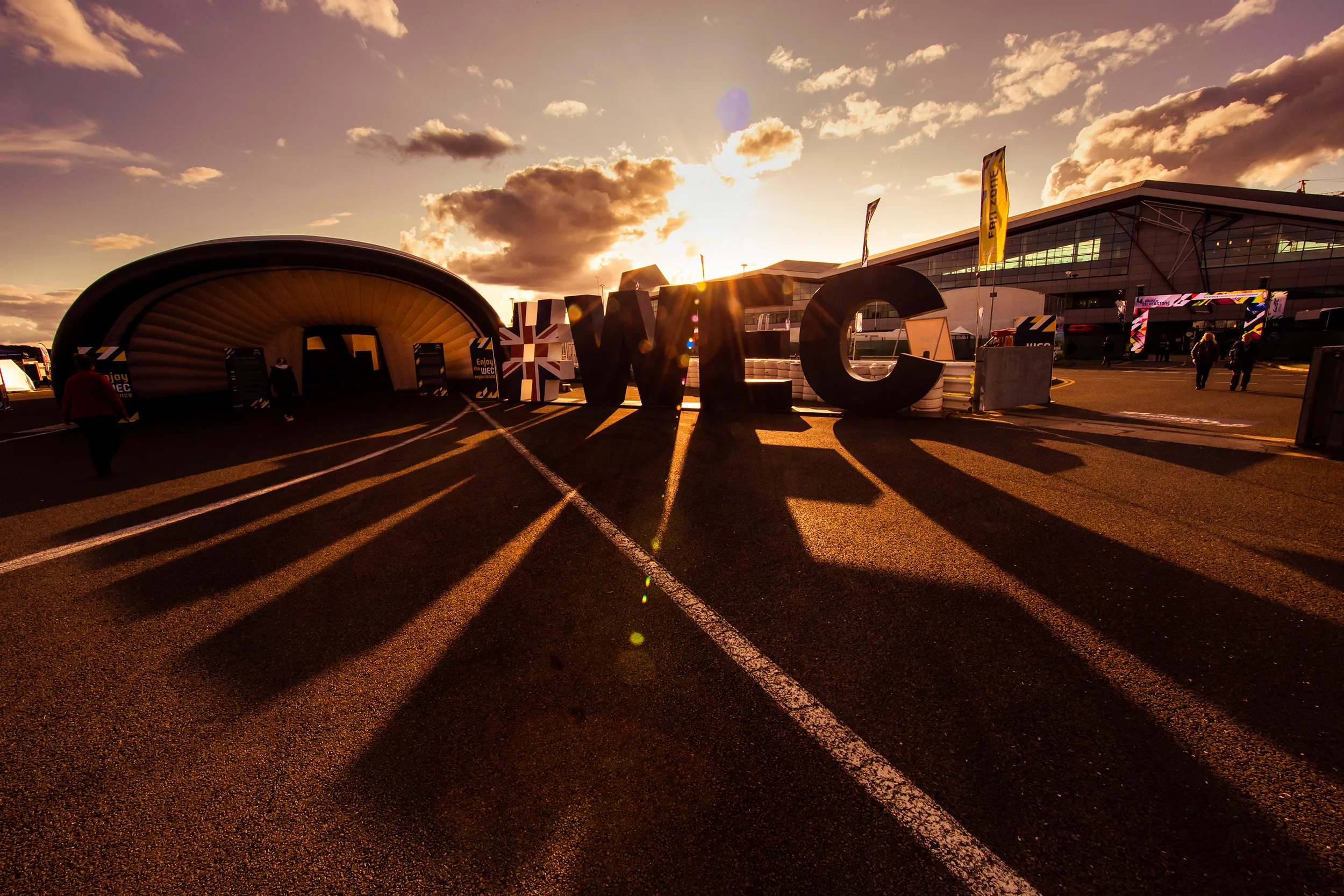 The WEC paddock at sunset 