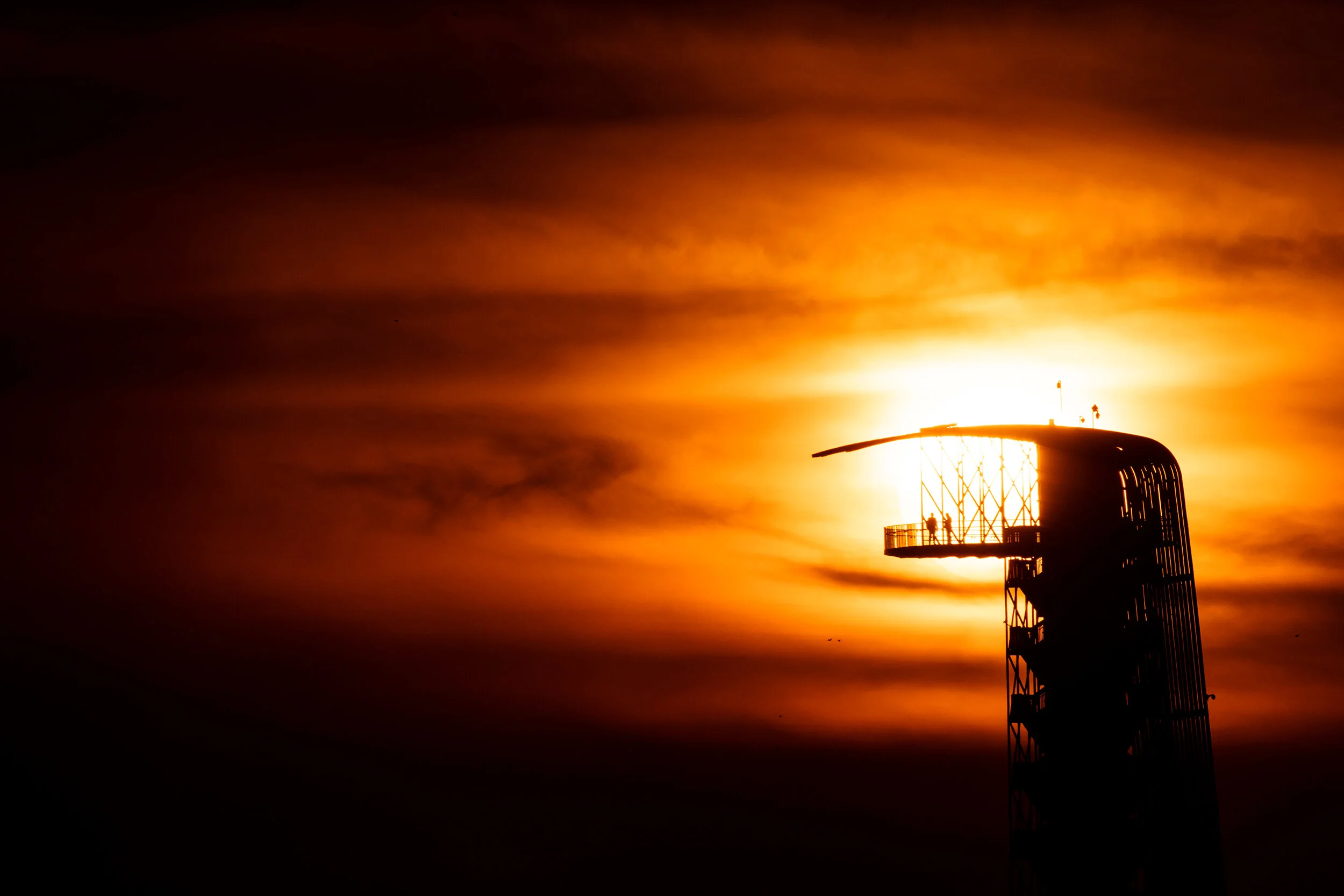 The COTA tower at sunset 