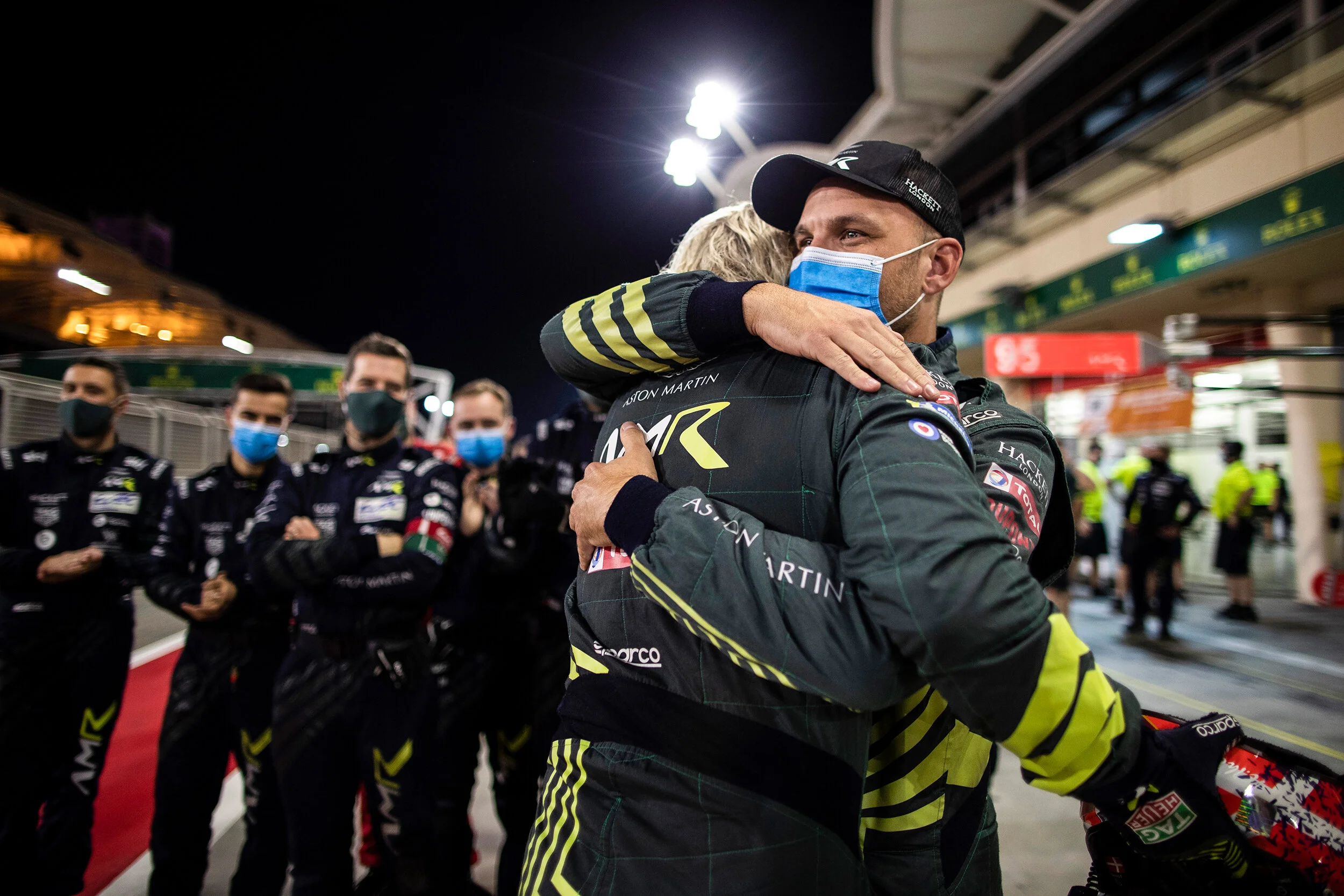 Nicki Thiim and Marco Sorensen celebrate championship victory