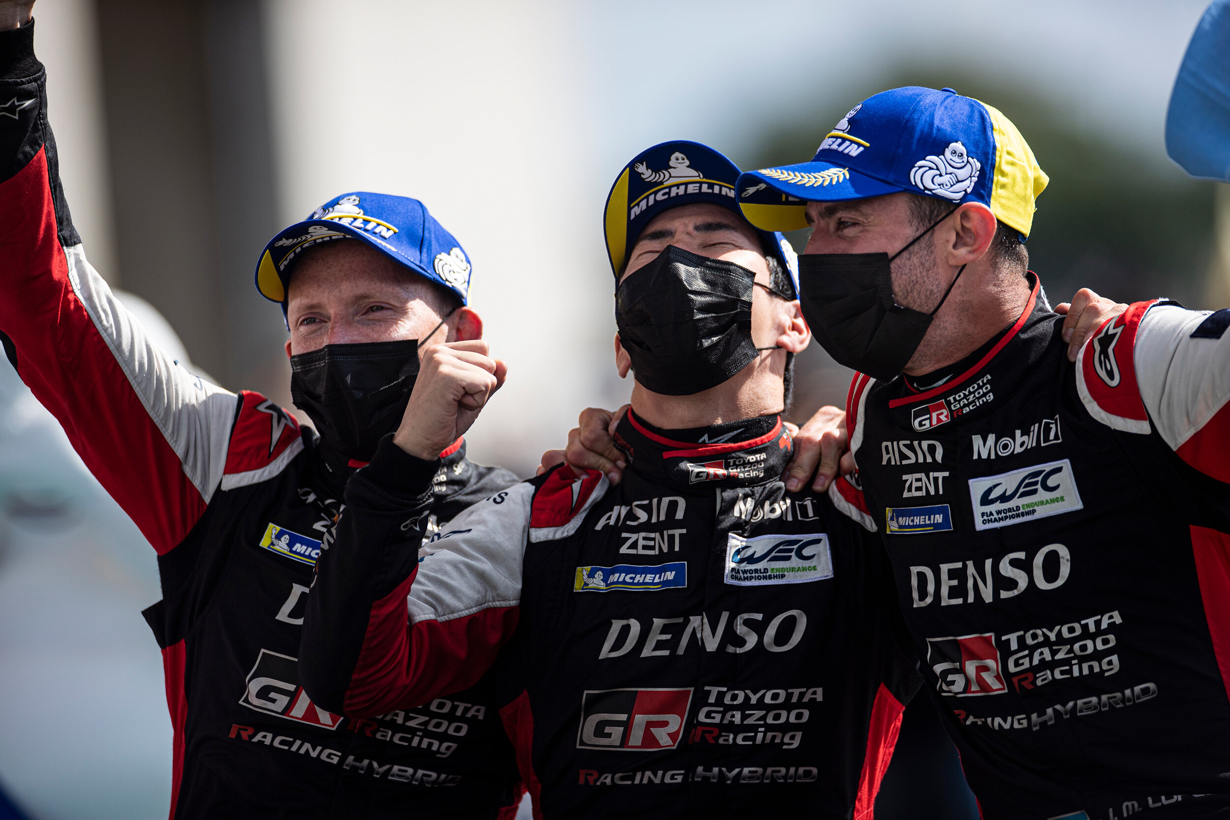 #7 Toyota crew celebrate victory