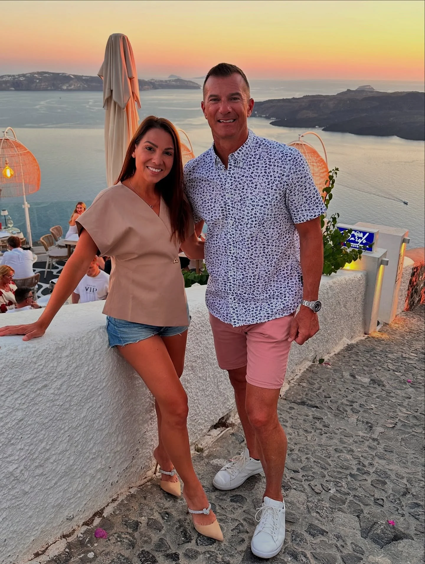 Santorini served views, vibes and vino - and we said yes to all of it 🇬🇷 My heart &amp; camera roll is full 💙🩵 @kyleboyd22 #santorini