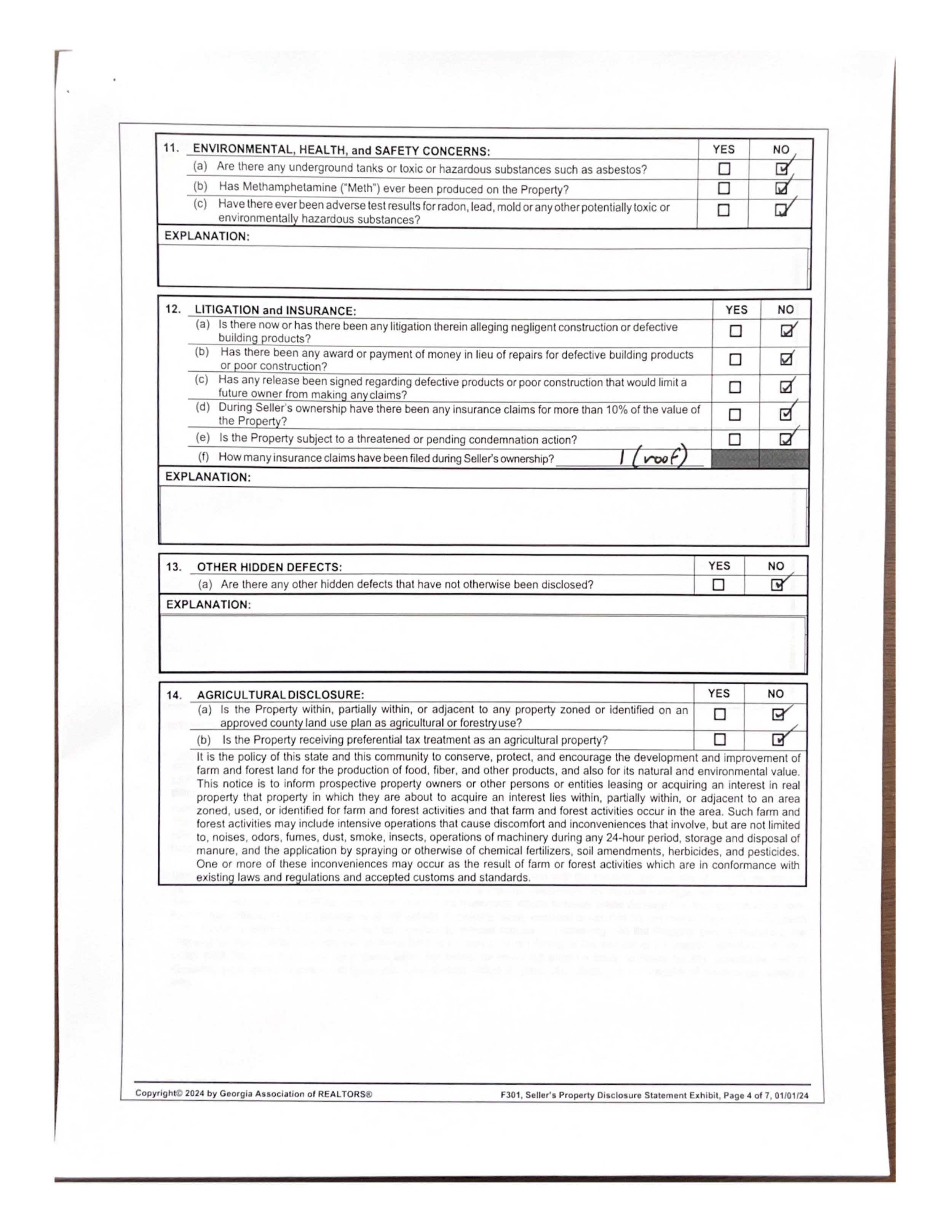 Seller's Property Disclosure