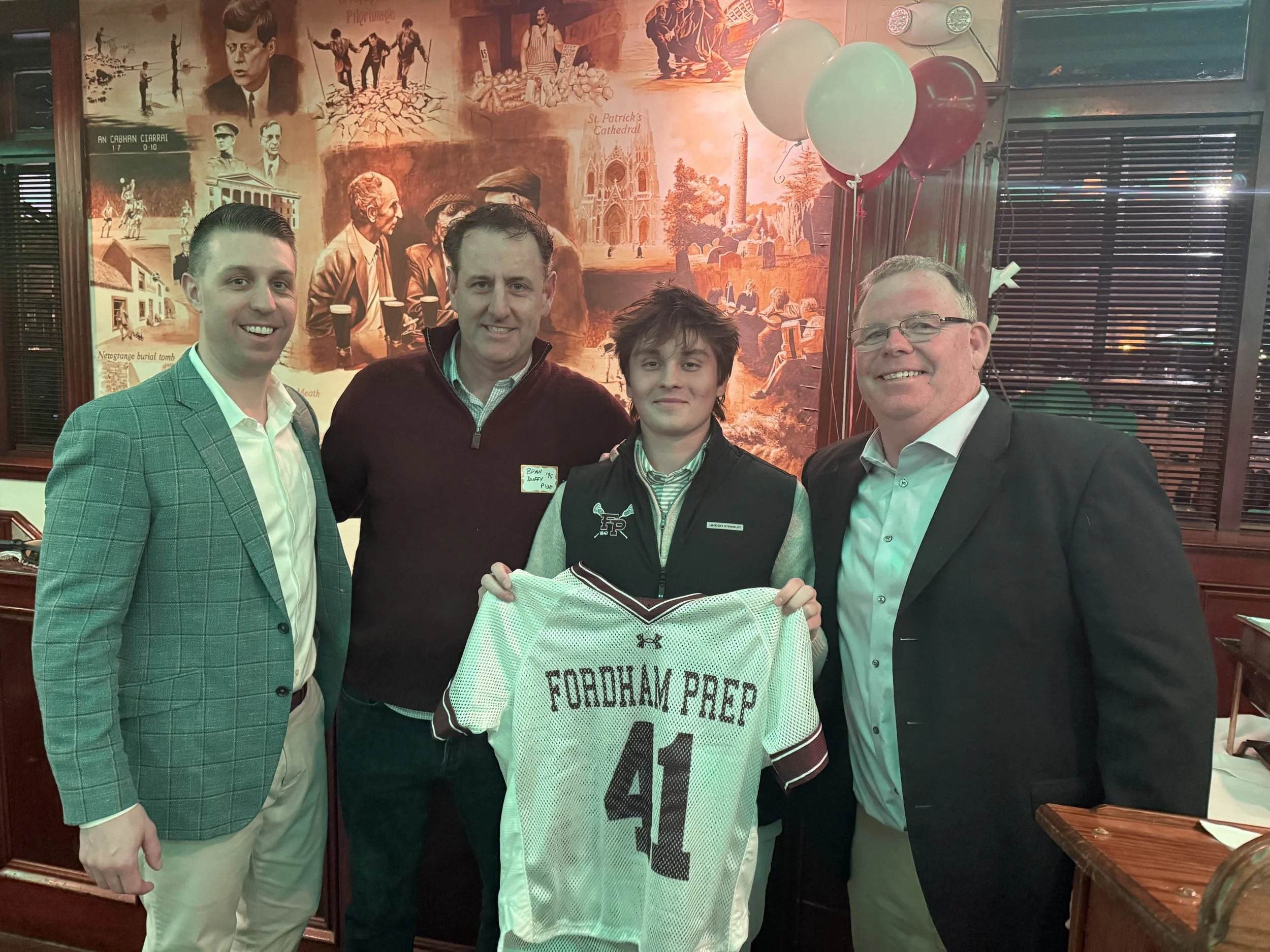 Coach Connor Brown '09, Brian Duffy '95, Dima Athanason '26, Coach Tom Prior