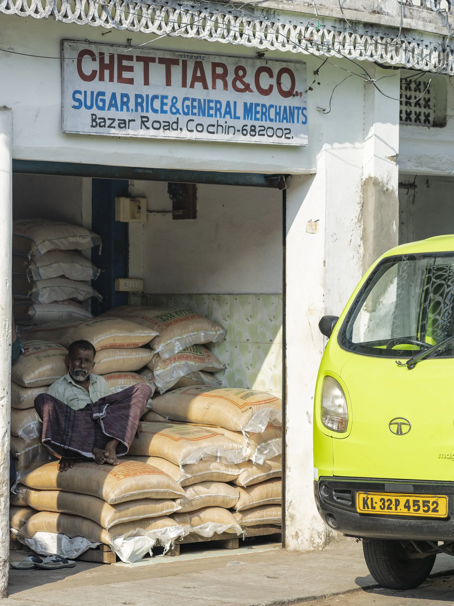 Kochi, Cochin, India, Kerala, Asia, Indian, Merchant, Sugar, Rice, Market