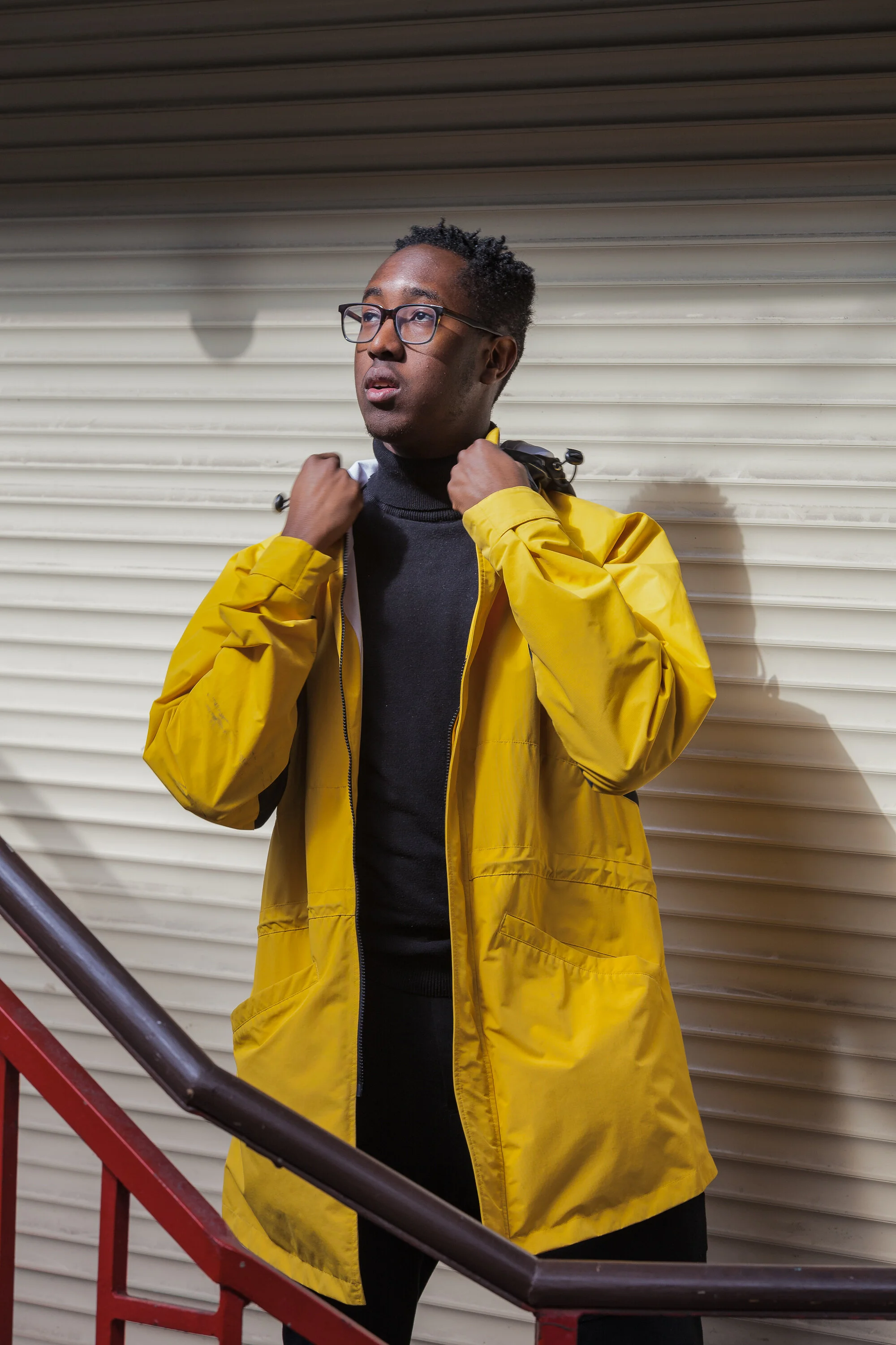 Local Wolves Magazine, Dennis Elliott, Photographer, Yellow Rain Jacket, Fashion, Chinatown, Chicago, Illinois, USA