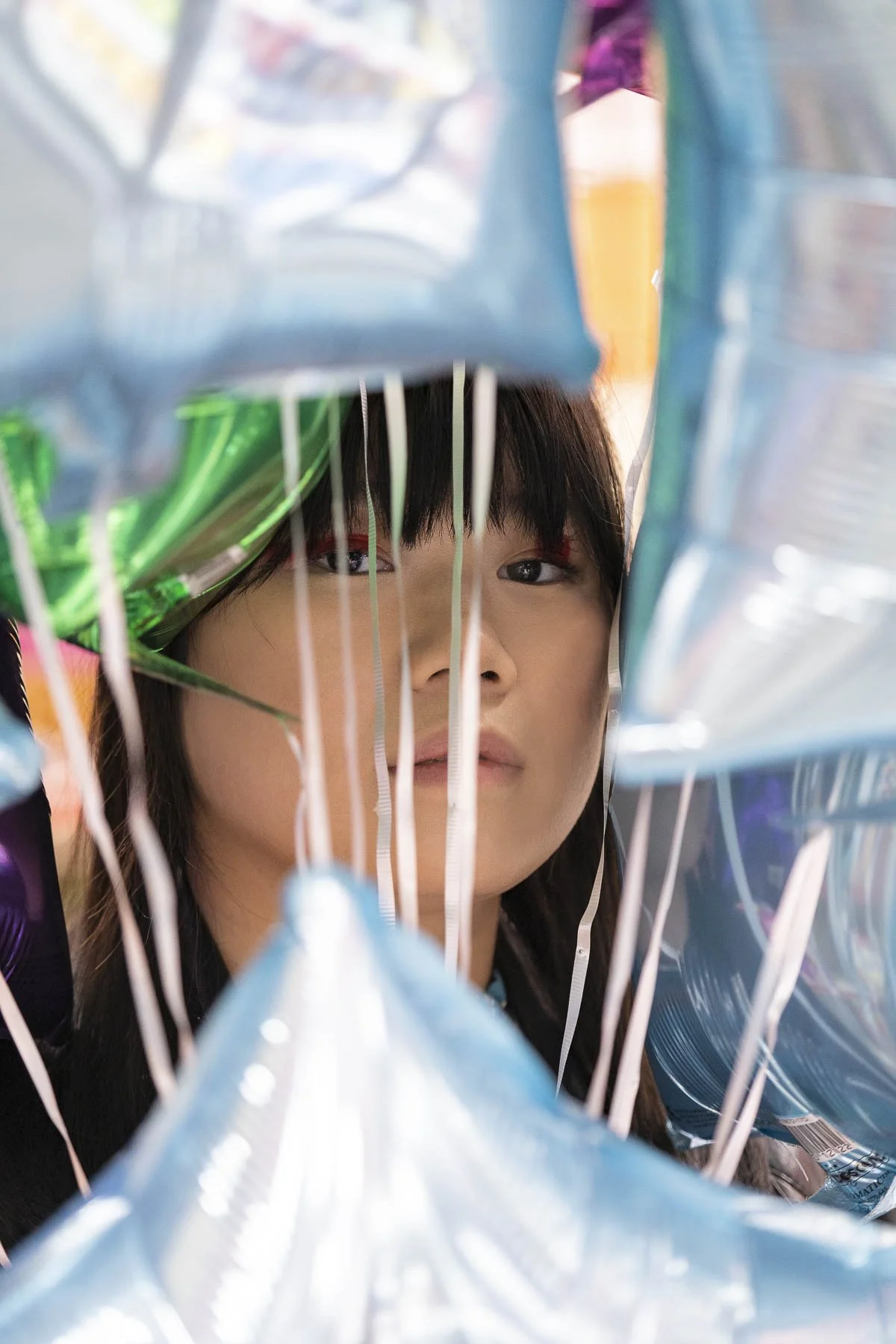 Family Dollar, Balloons, Helium, Stars, Fashion, Bangs, Makeup, Portrait, Chicago, Illinois, USA