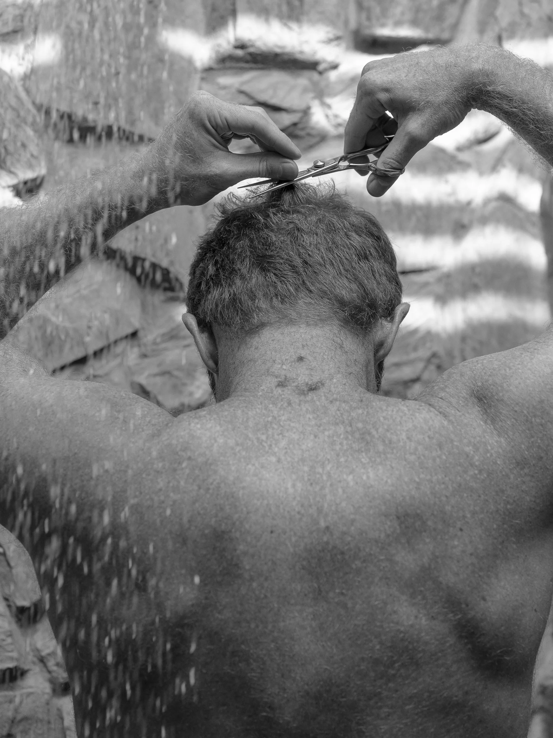 Shower, Home Haircut, Shears, Freckles, Back Muscles, Ho Chi Minh City, Vietnam, Travel