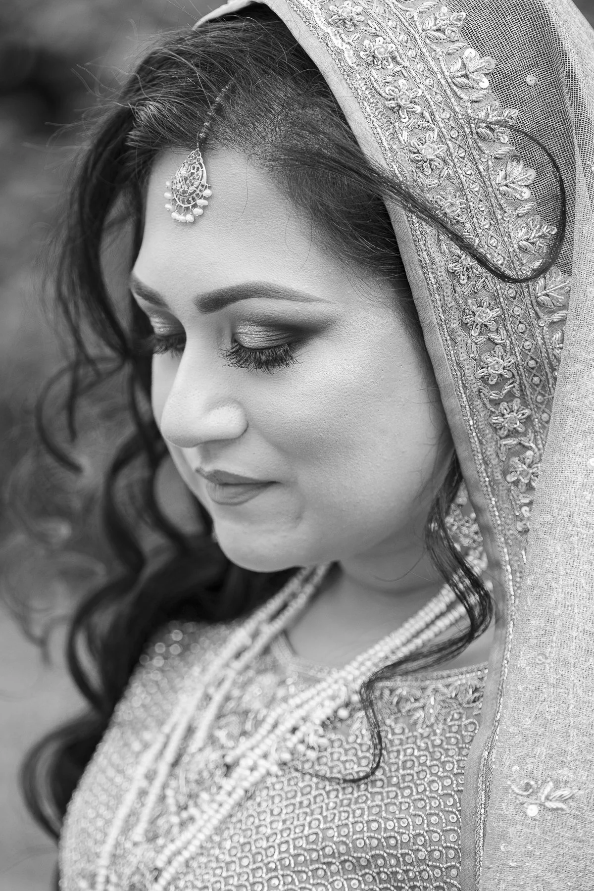 Pakistani Wedding, Embroidered Wedding Veil, Wedding Makeup, Eyeshadow, Bridal Details, Chicago, Illinois, Midwest, USA