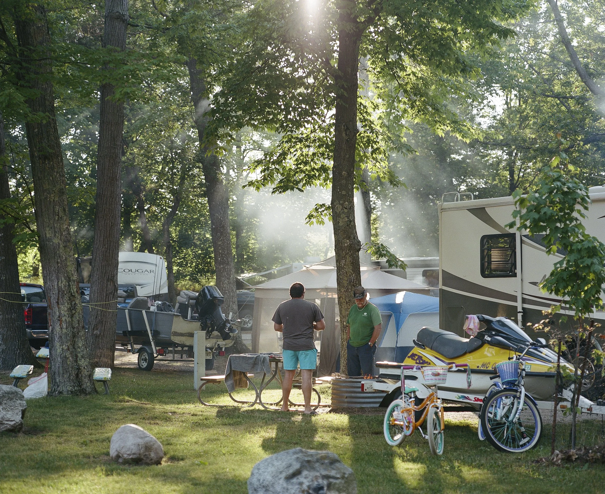 Camping, Campsite, RV Camping, Recreational Vehicle, Beach Camping, Ludington, Michigan, Midwest, Film, Medium Format Film, Pentax, Kodak Portra