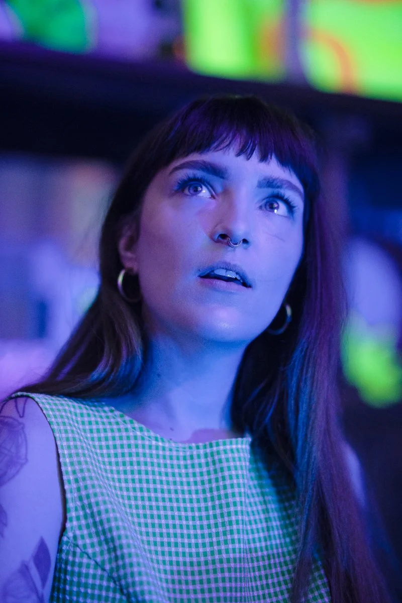 Black Lights, Tattoos, Neon, Vintage, Checkered Dress, Bangs, Nose Ring, Septum Piercing, Chicago, Illinois