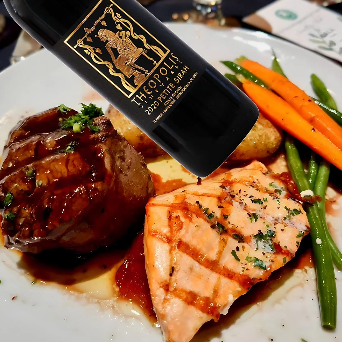 Grilled Honey Garlic Salmon + Pan-Seared Filet Mignon with Balsamic Glaze