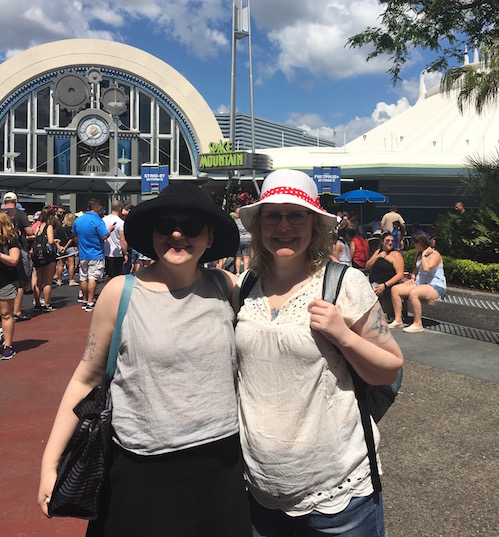 Our only decent photo from The Magic Kingdom in front of Space Mountain