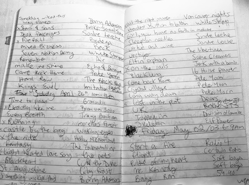CJTR Radio Days: Music Log Book 2002-2003
