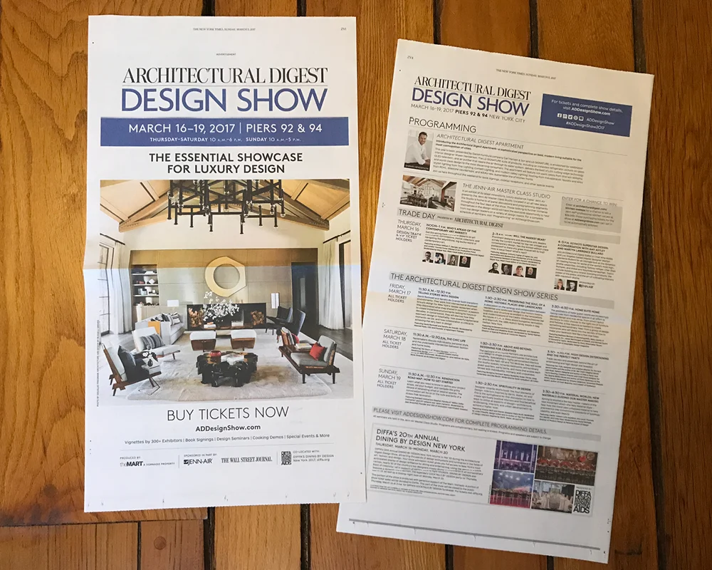 NEW YORK TIMES 4-PAGE INSERT: Concept, design, and production, including extensive color correcting and proofing process for newsprint, for full-size insert promoting the show and its sponsors. (Front and back cover)