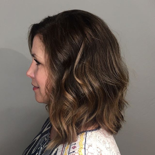 Lobs. We are still loving them. #lob #bob #brunette #balayage #brokenarrow #hair #hairstylist #rosedistrictbrokenarrow