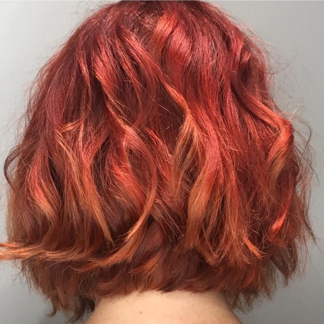 This girl is on fire🔥#redhair #rosedistrictbrokenarrow #hairstylist #curlyhair #bob #brokenarrow