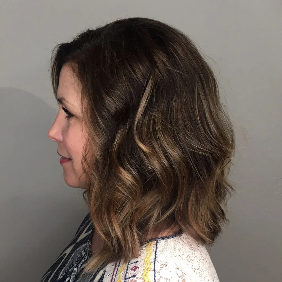 Lobs. We are still loving them. #lob #bob #brunette #balayage #brokenarrow #hair #hairstylist #rosedistrictbrokenarrow