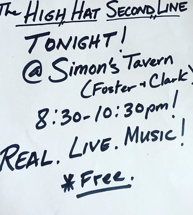 Tonight! Catch the @highhatsecondline in action at Simon&rsquo;s! #brassband #nolainchicago