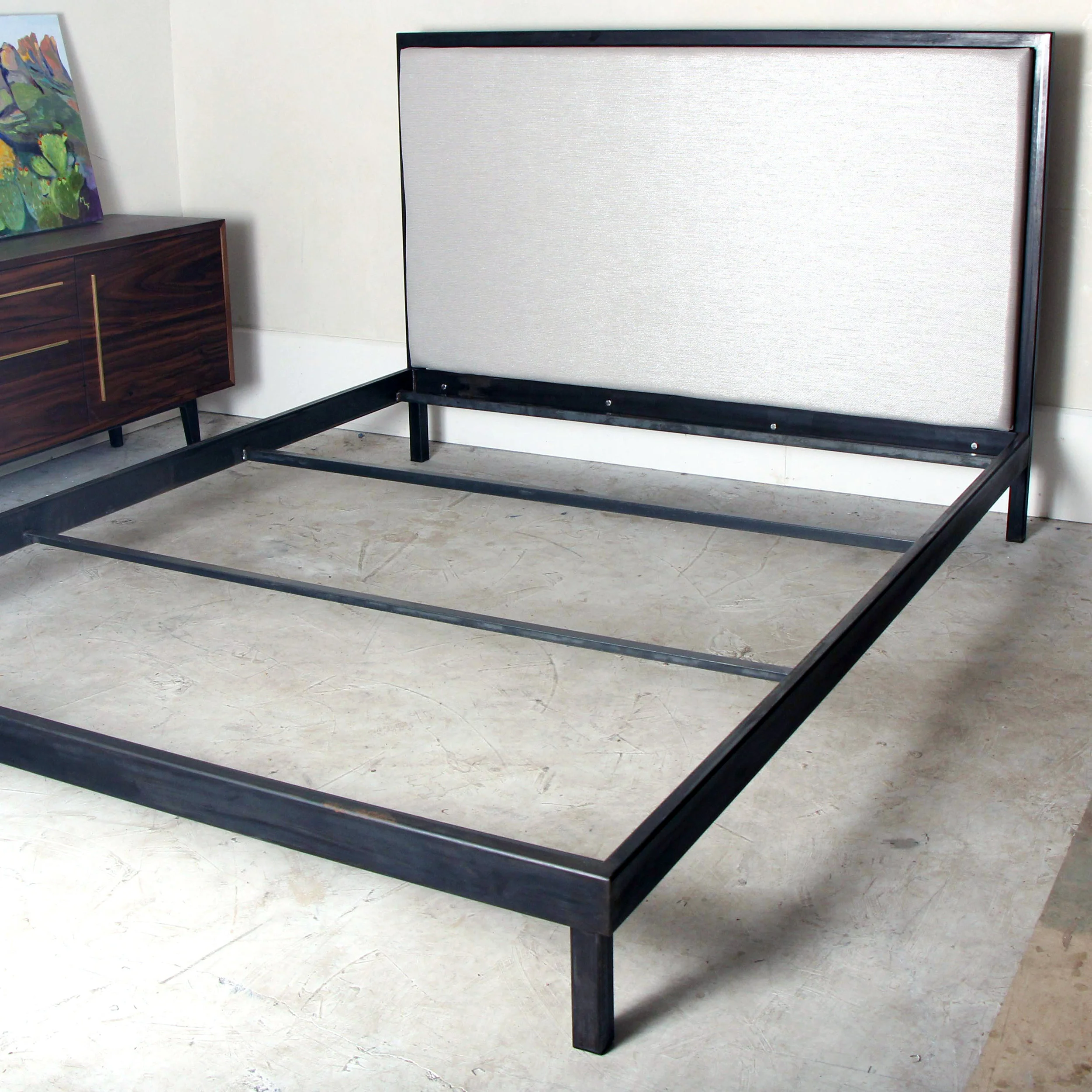 Upholstered Steel King Bed