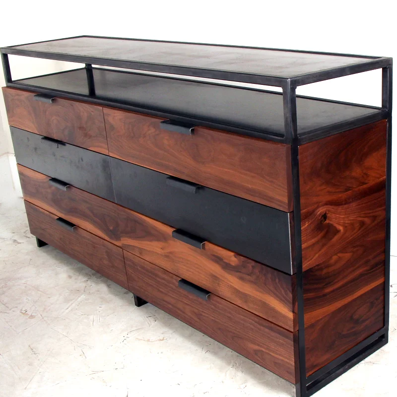 Walnut Steel Media Cabinet