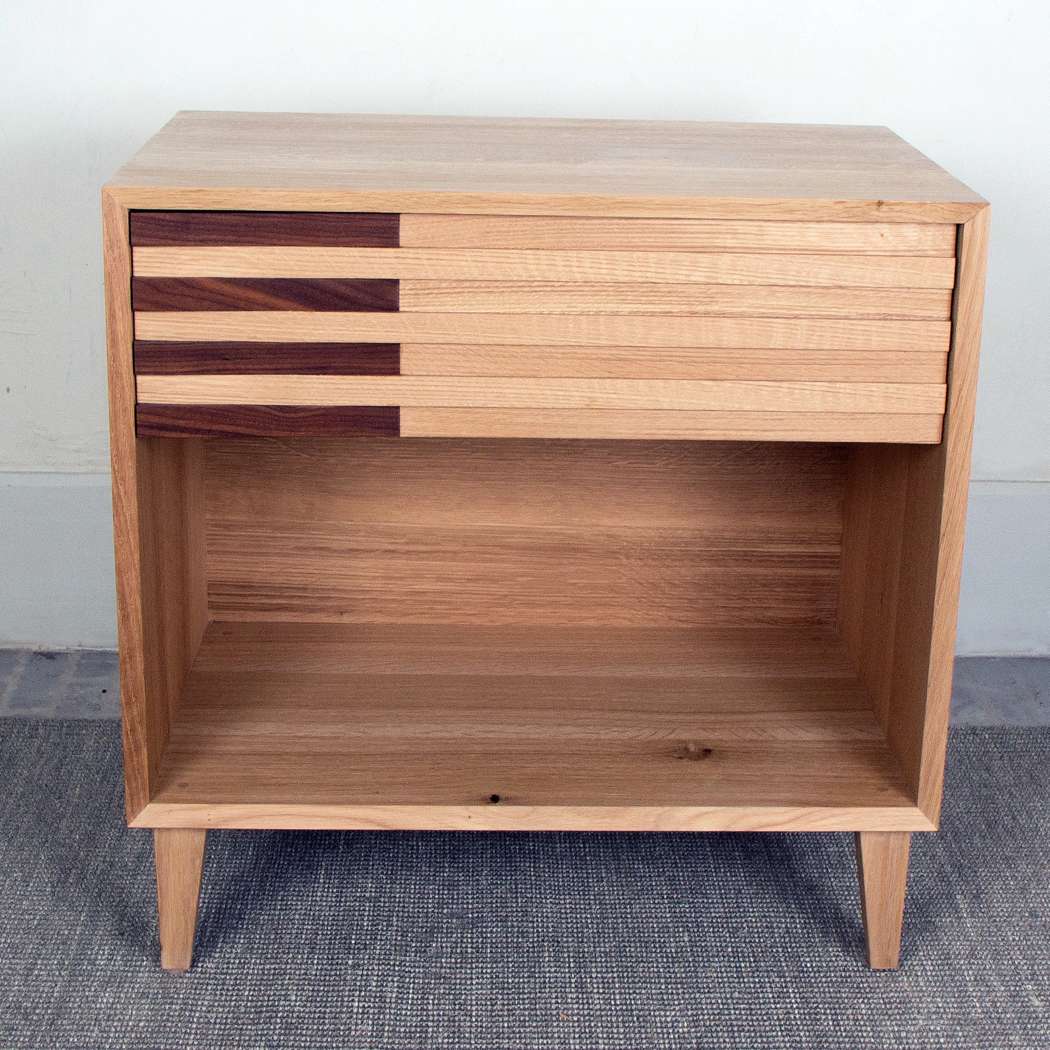 Oak Walnut SeeSaw Drawer Side Table