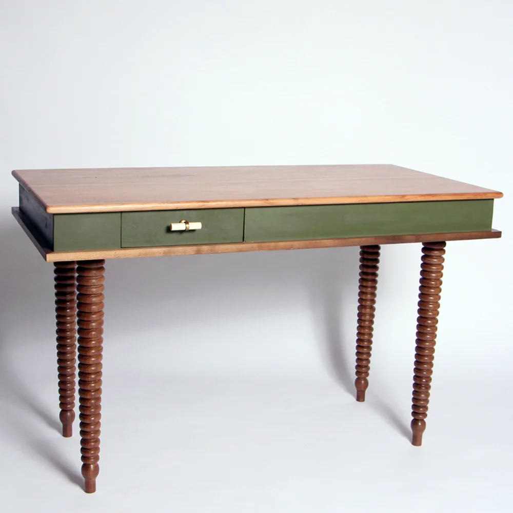 Pecan & Walnut Spindle Leg Desk