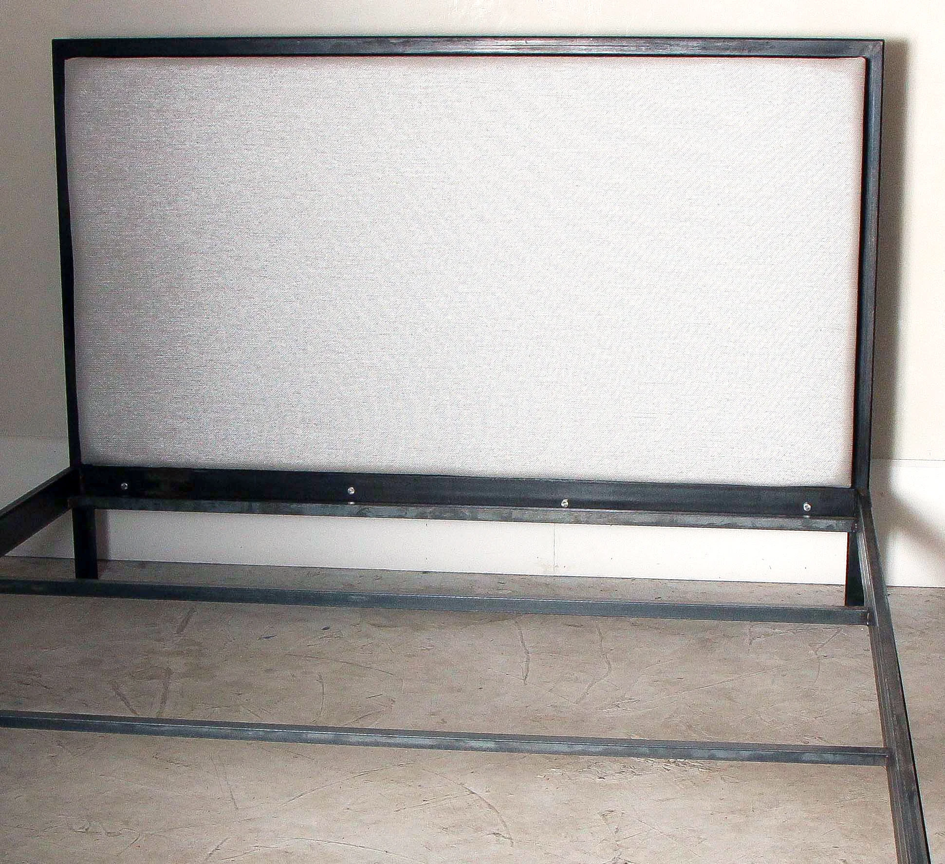 Upholstered Headboard Steel King Bed
