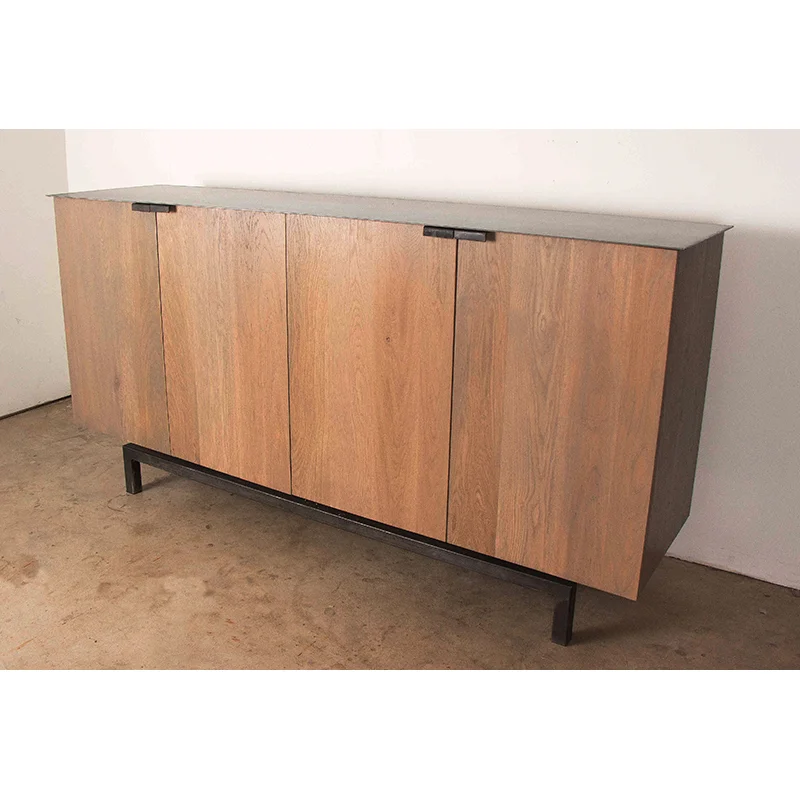 Pecan Steel Top Credenza